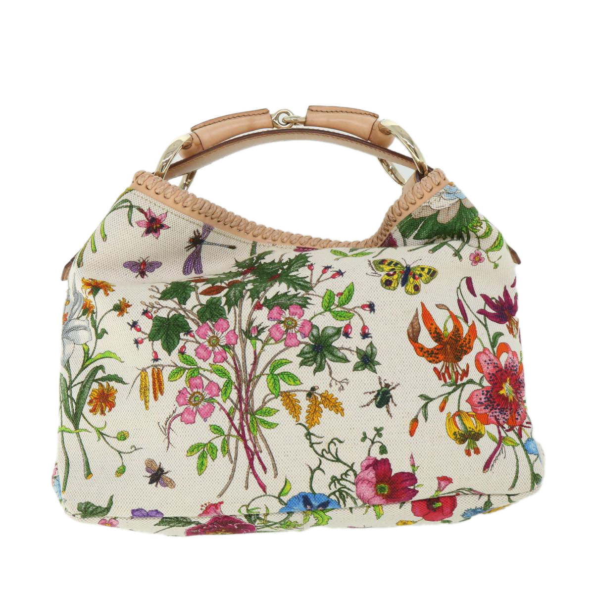 GUCCI Flora Horsebit Hand Bag Canvas Multicolor 145823 yk8726