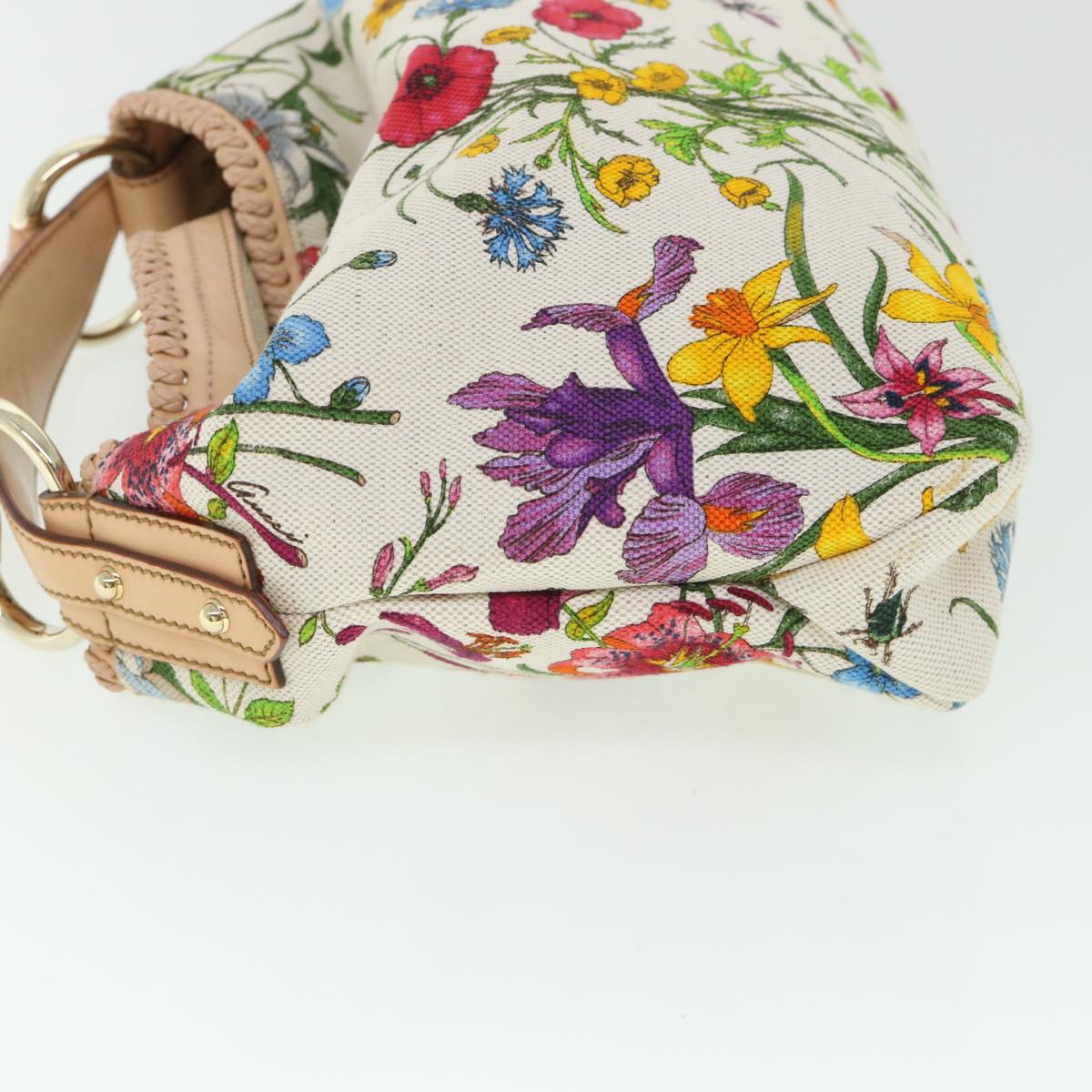 GUCCI Flora Horsebit Hand Bag Canvas Multicolor 145823 yk8726