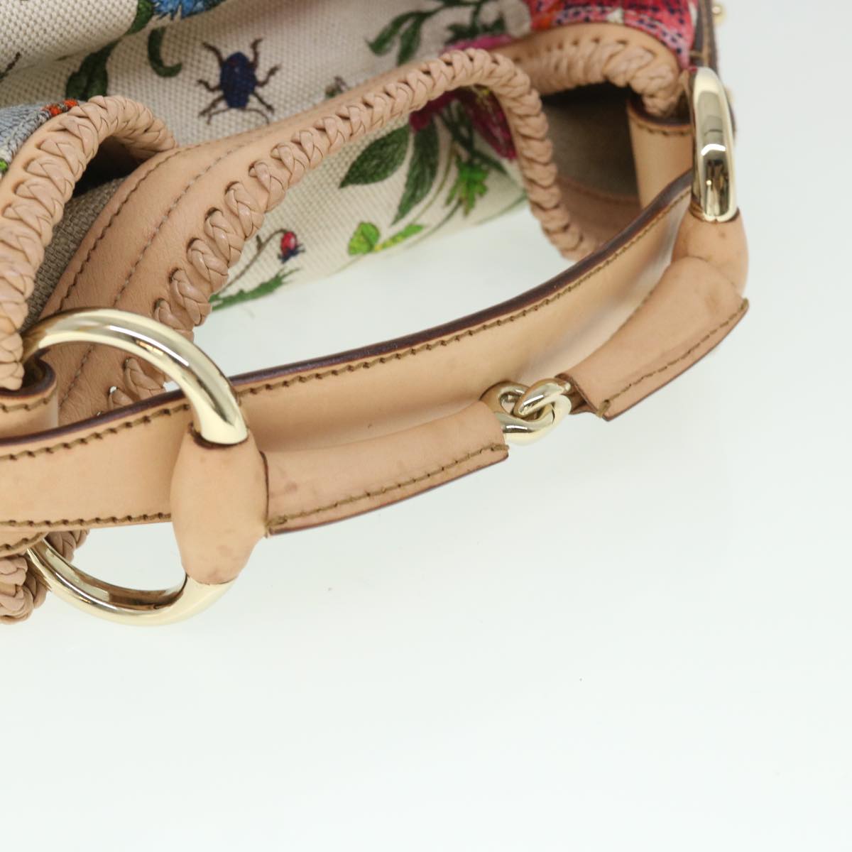 GUCCI Flora Horsebit Hand Bag Canvas Multicolor 145823 yk8726