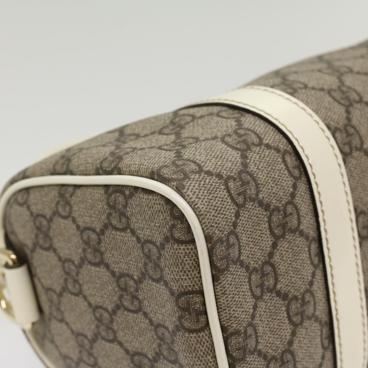 GUCCI GG Canvas Mini Boston Bag PVC Leather Beige 193604 yk8727