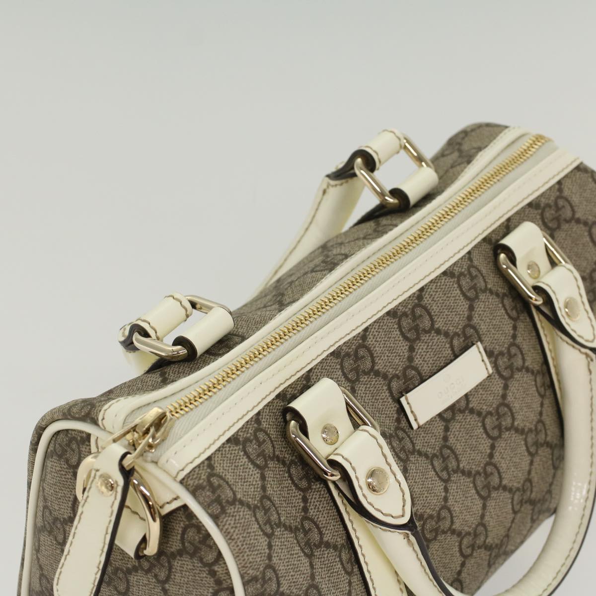 GUCCI GG Canvas Mini Boston Bag PVC Leather Beige 193604 yk8727