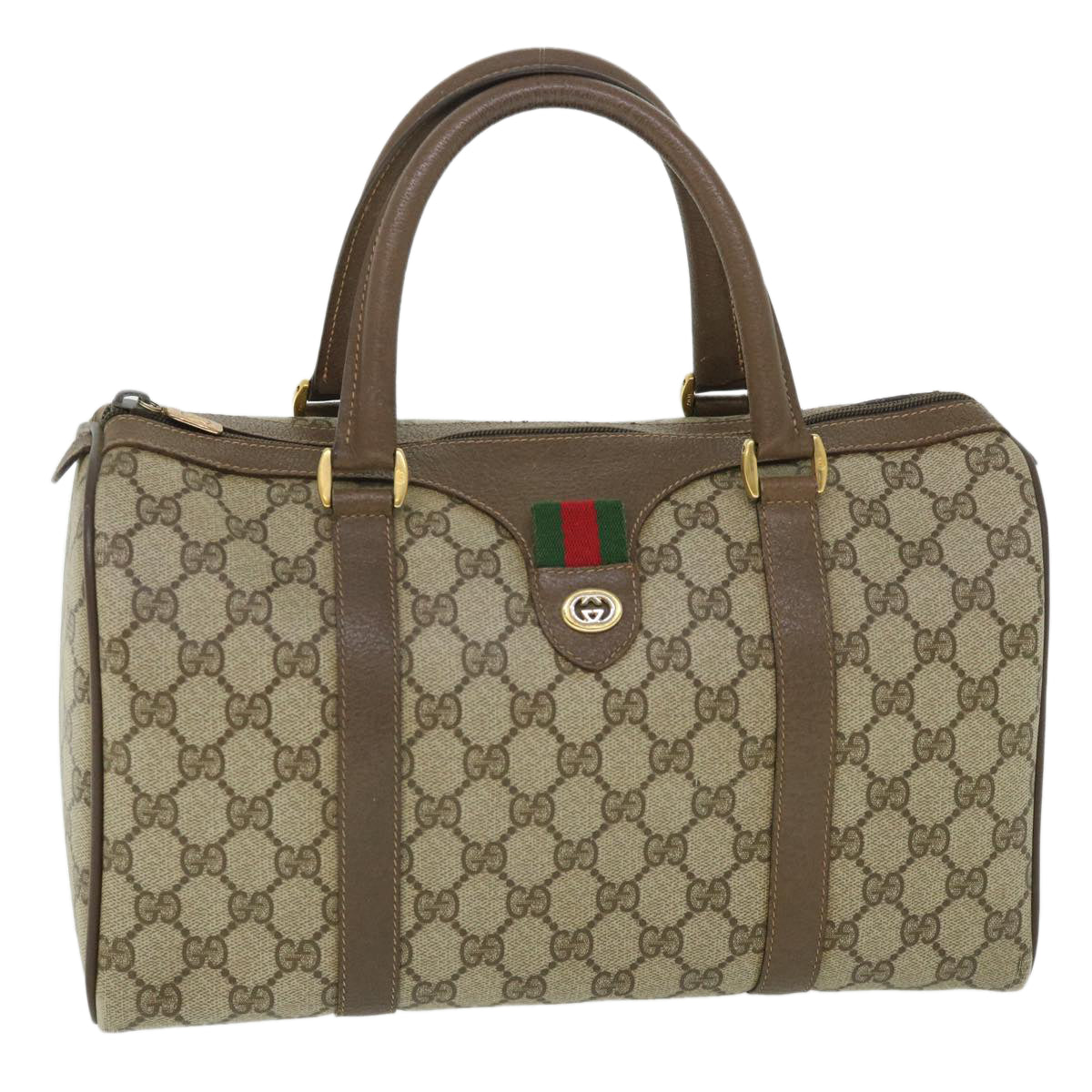 GUCCI GG Canvas Web Sherry Line Boston Bag Beige Red Green 40 02 007 yk8731