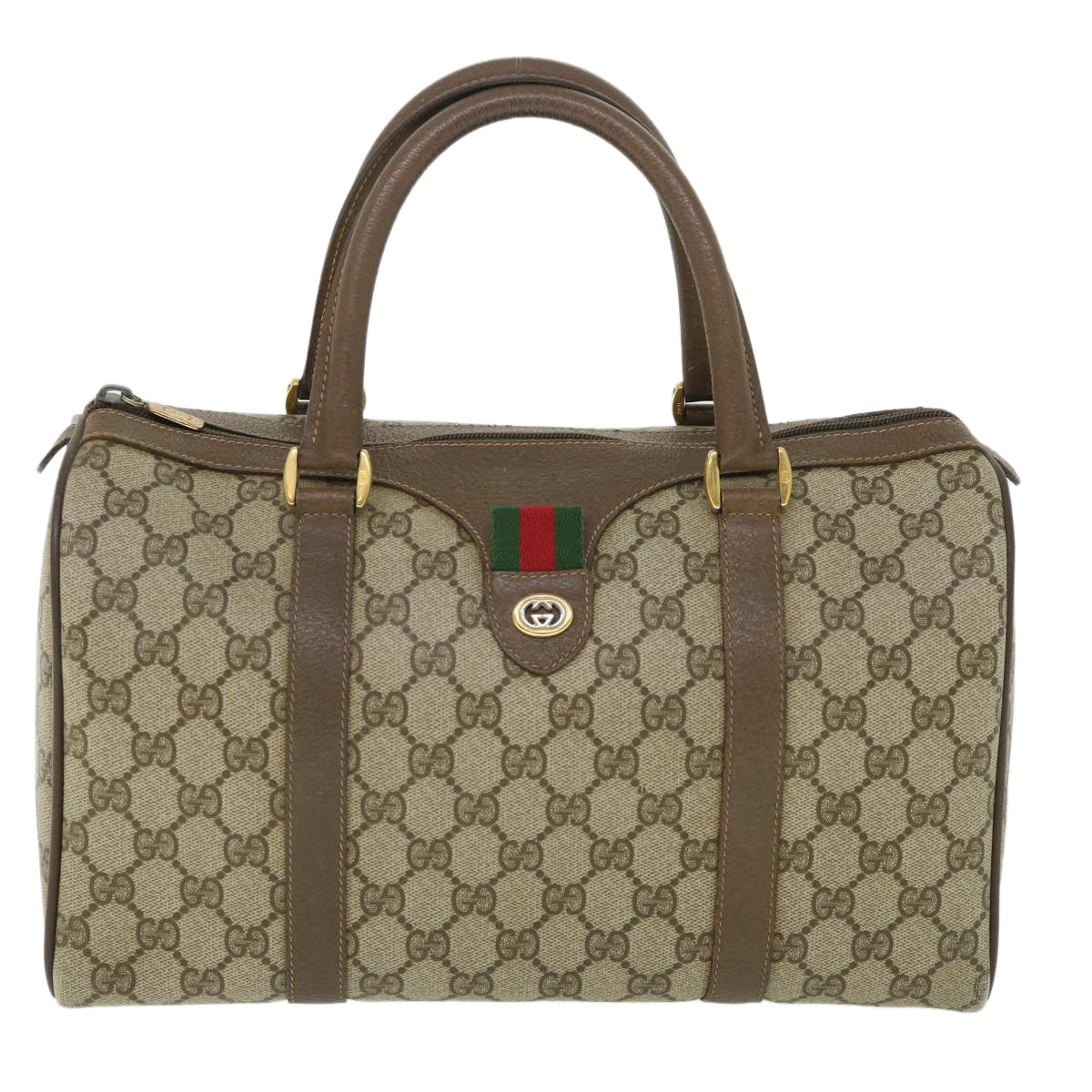 GUCCI GG Canvas Web Sherry Line Boston Bag Beige Red Green 40 02 007 yk8731