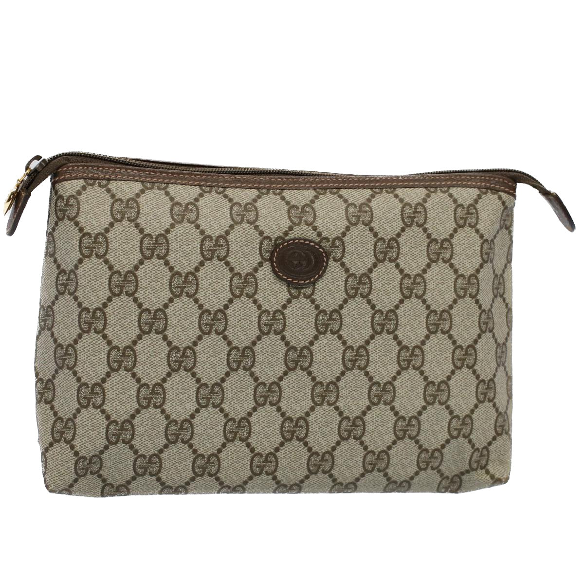 GUCCI GG Canvas Pouch PVC Leather Beige 014 115 6088 9411 yk8737