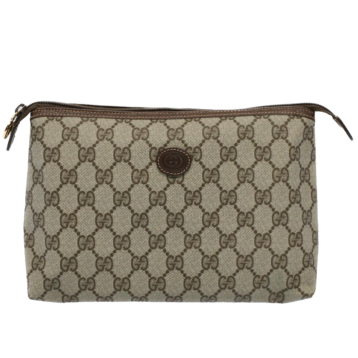 GUCCI GG Canvas Pouch PVC Leather Beige 014 115 6088 9411 yk8737