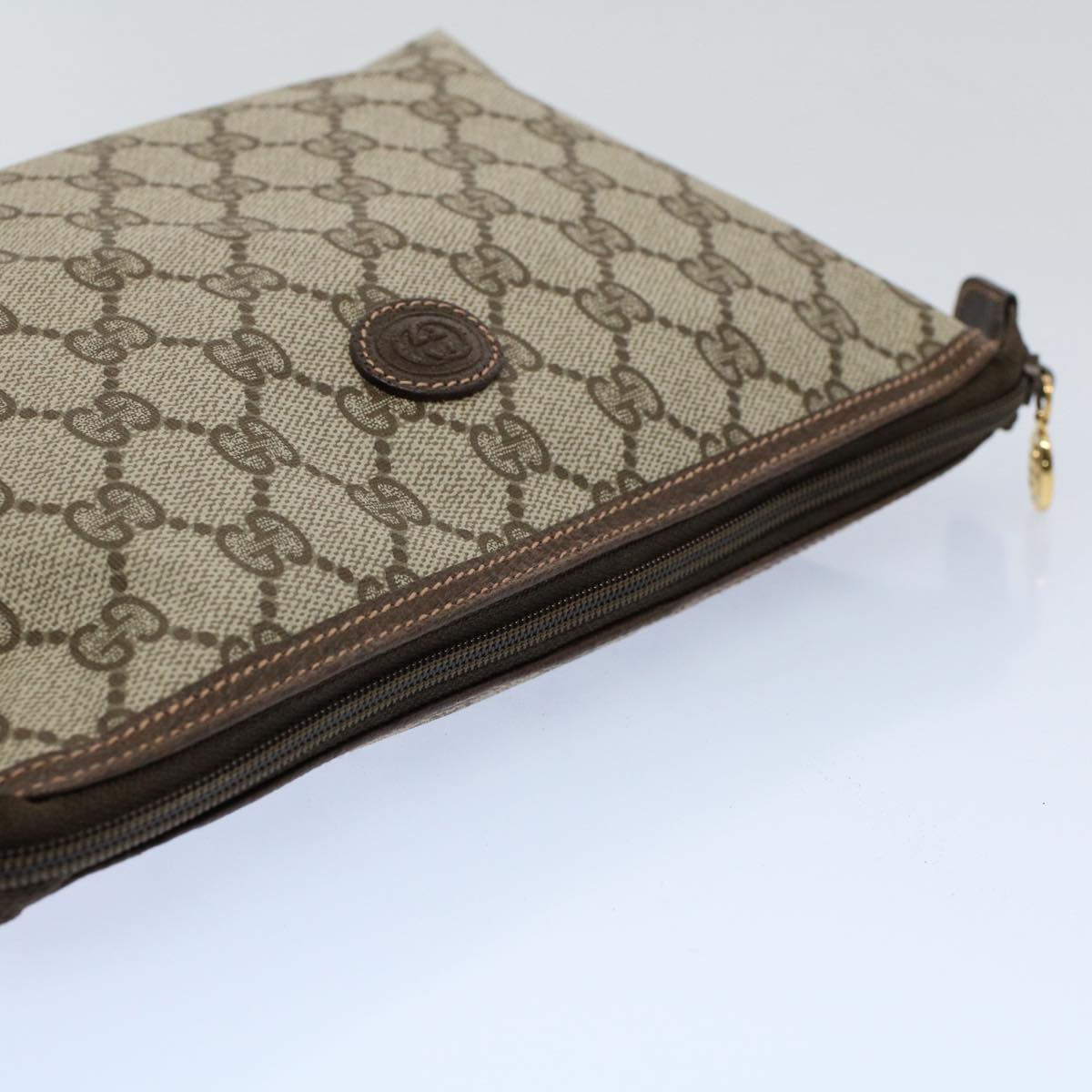 GUCCI GG Canvas Pouch PVC Leather Beige 014 115 6088 9411 yk8737