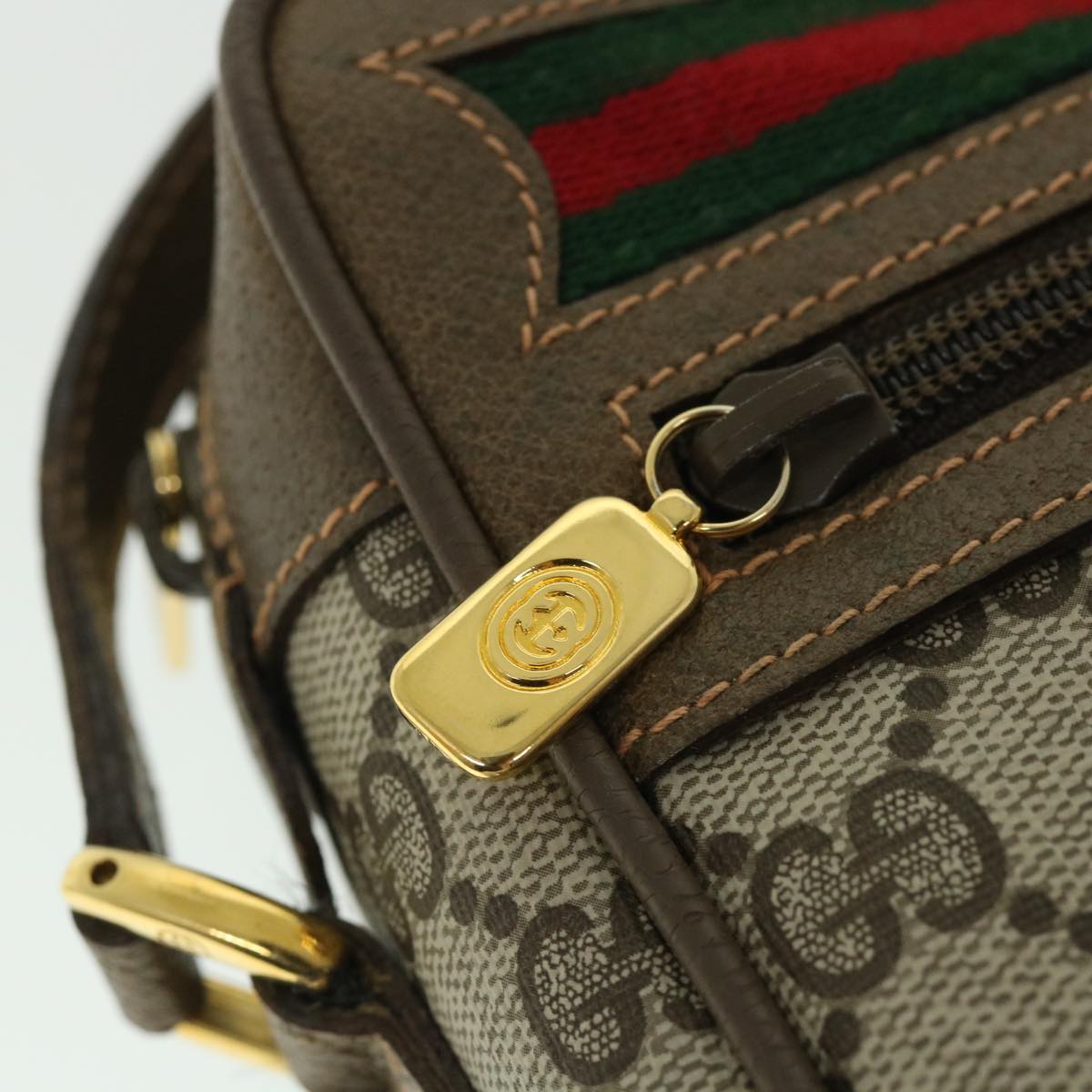 GUCCI GG Canvas Web Sherry Line Shoulder Bag Beige Red 56 02 087 yk8741