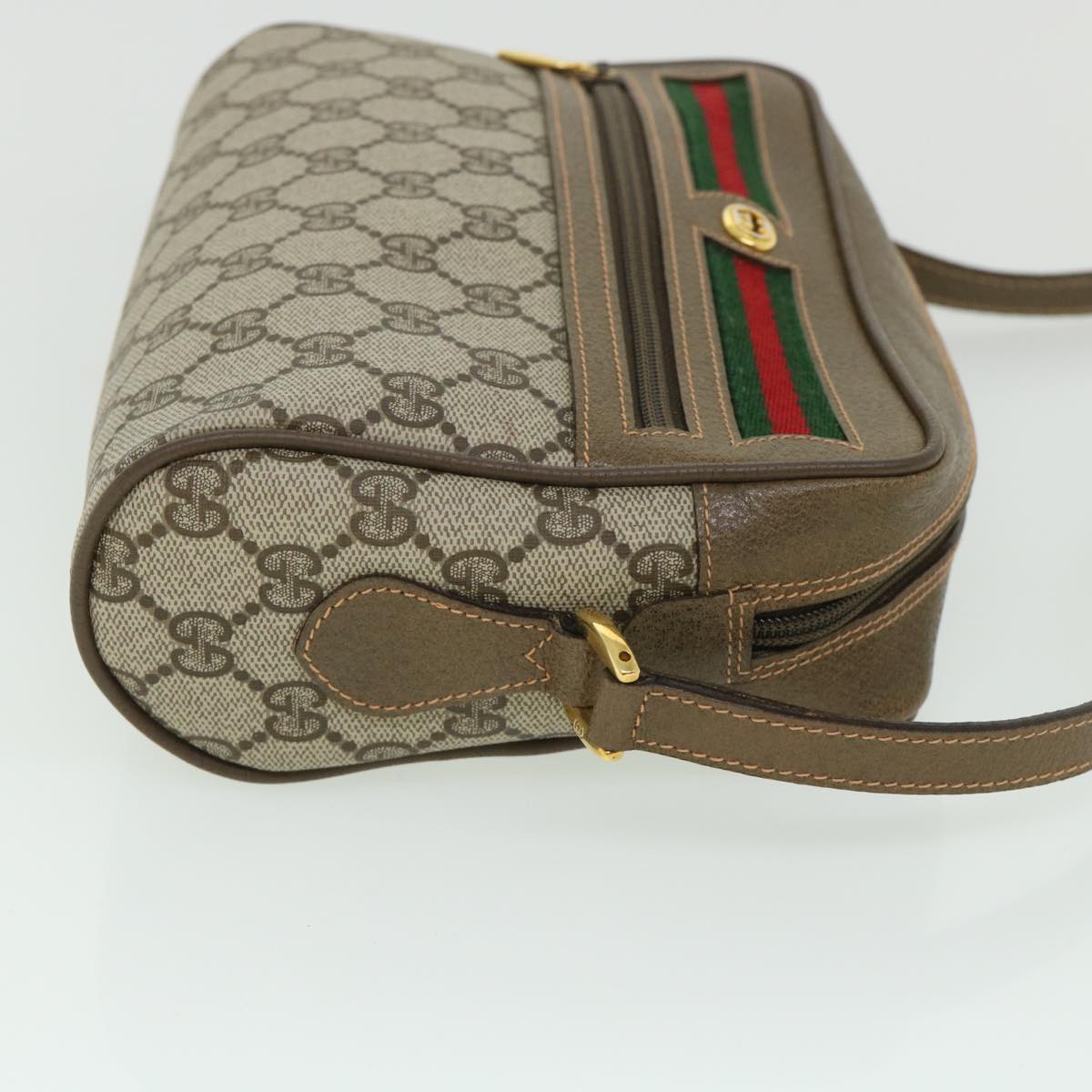 GUCCI GG Canvas Web Sherry Line Shoulder Bag Beige Red 56 02 087 yk8741