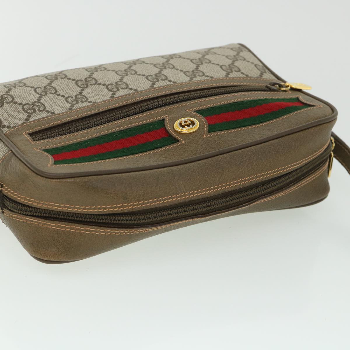 GUCCI GG Canvas Web Sherry Line Shoulder Bag Beige Red 56 02 087 yk8741