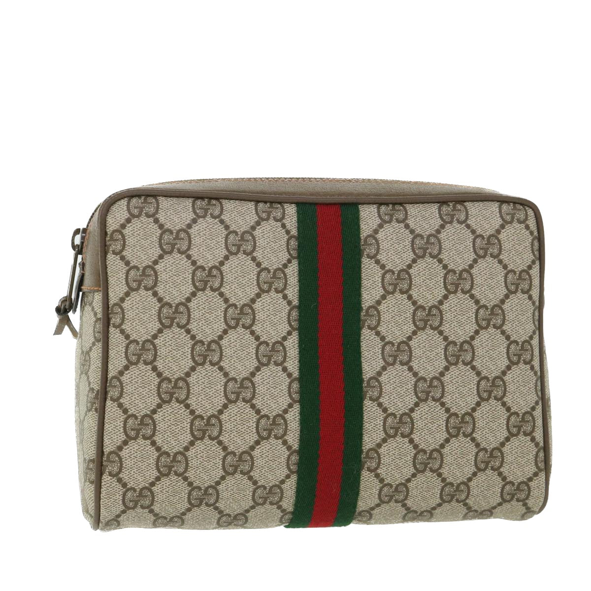 GUCCI GG Canvas Web Sherry Line Clutch Bag Beige Red Green 89 01 012 yk8753