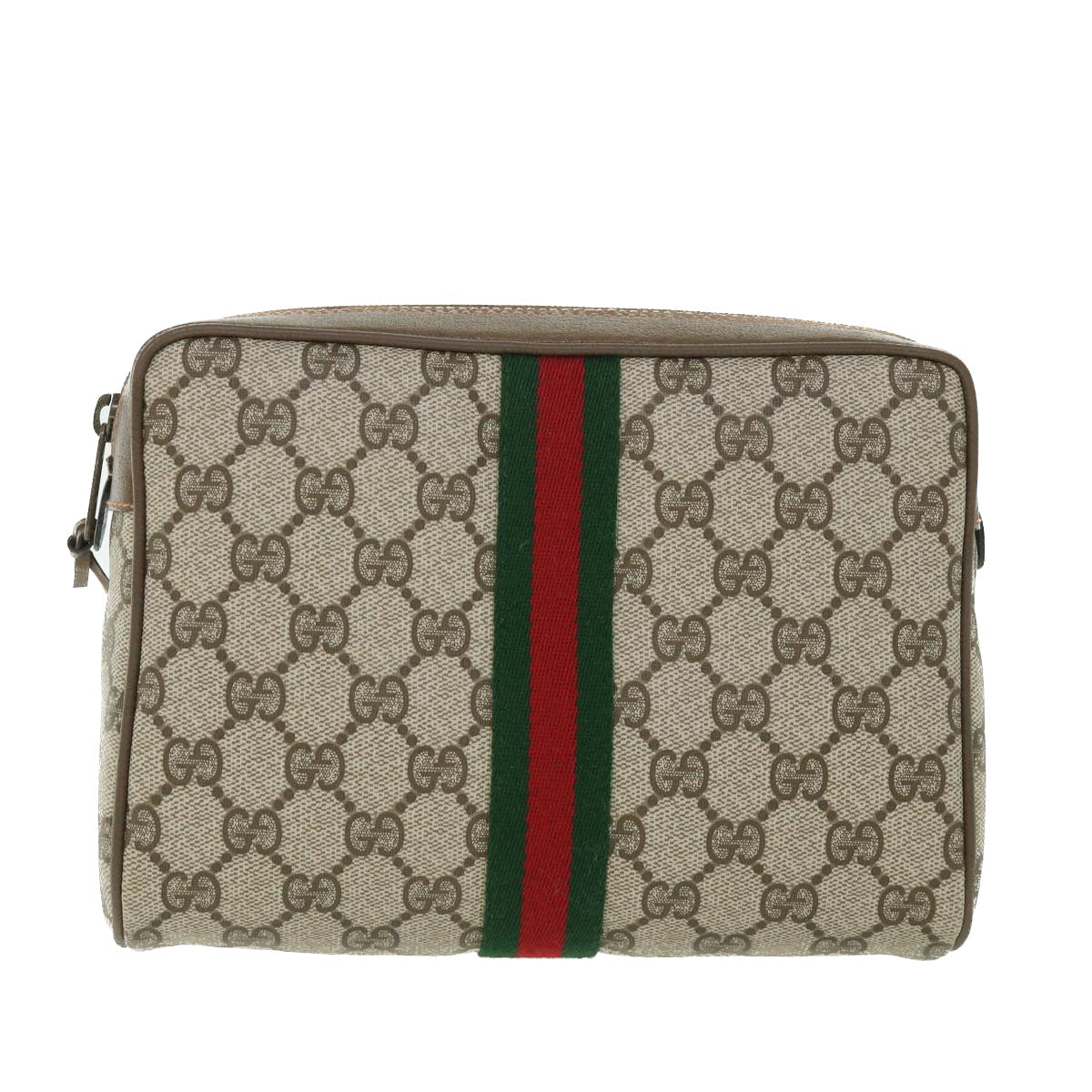 GUCCI GG Canvas Web Sherry Line Clutch Bag Beige Red Green 89 01 012 yk8753