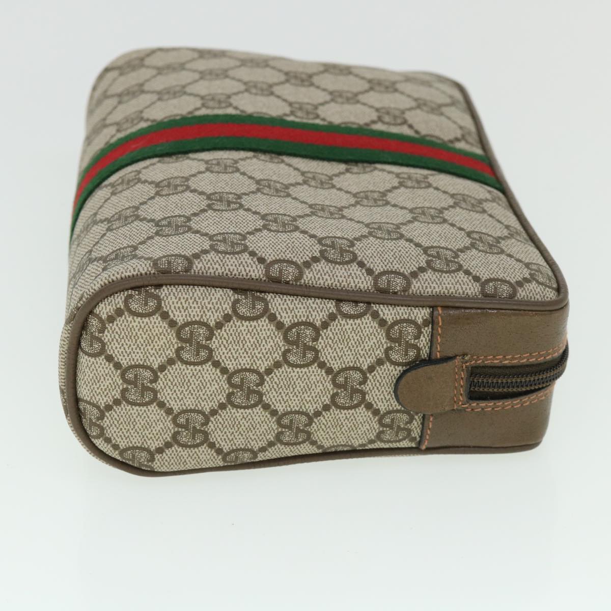 GUCCI GG Canvas Web Sherry Line Clutch Bag Beige Red Green 89 01 012 yk8753