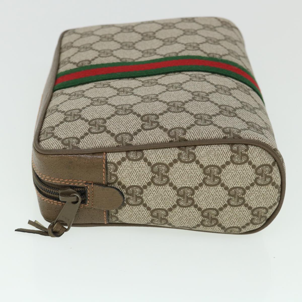 GUCCI GG Canvas Web Sherry Line Clutch Bag Beige Red Green 89 01 012 yk8753