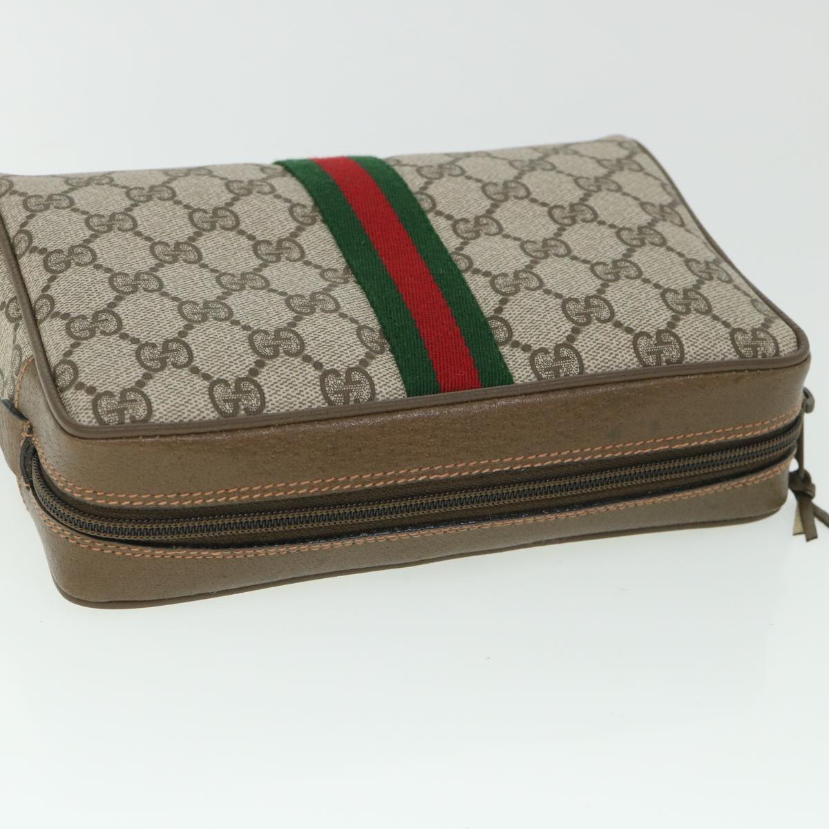 GUCCI GG Canvas Web Sherry Line Clutch Bag Beige Red Green 89 01 012 yk8753