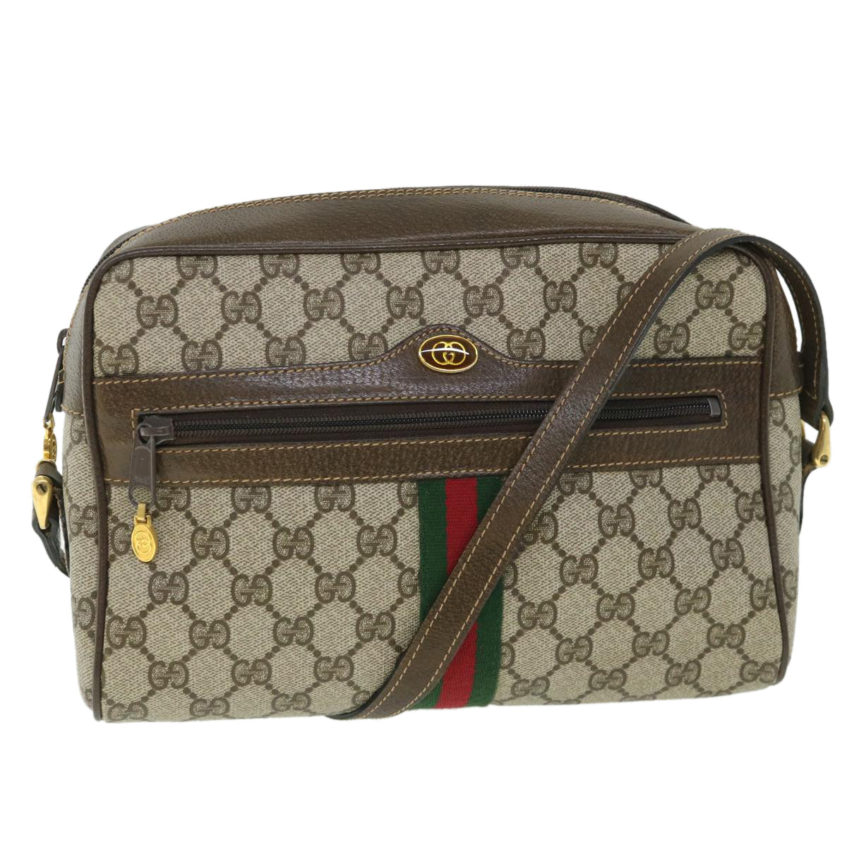 GUCCI GG Canvas Web Sherry Line Shoulder Bag Beige Red 001 4071 5 yk8754