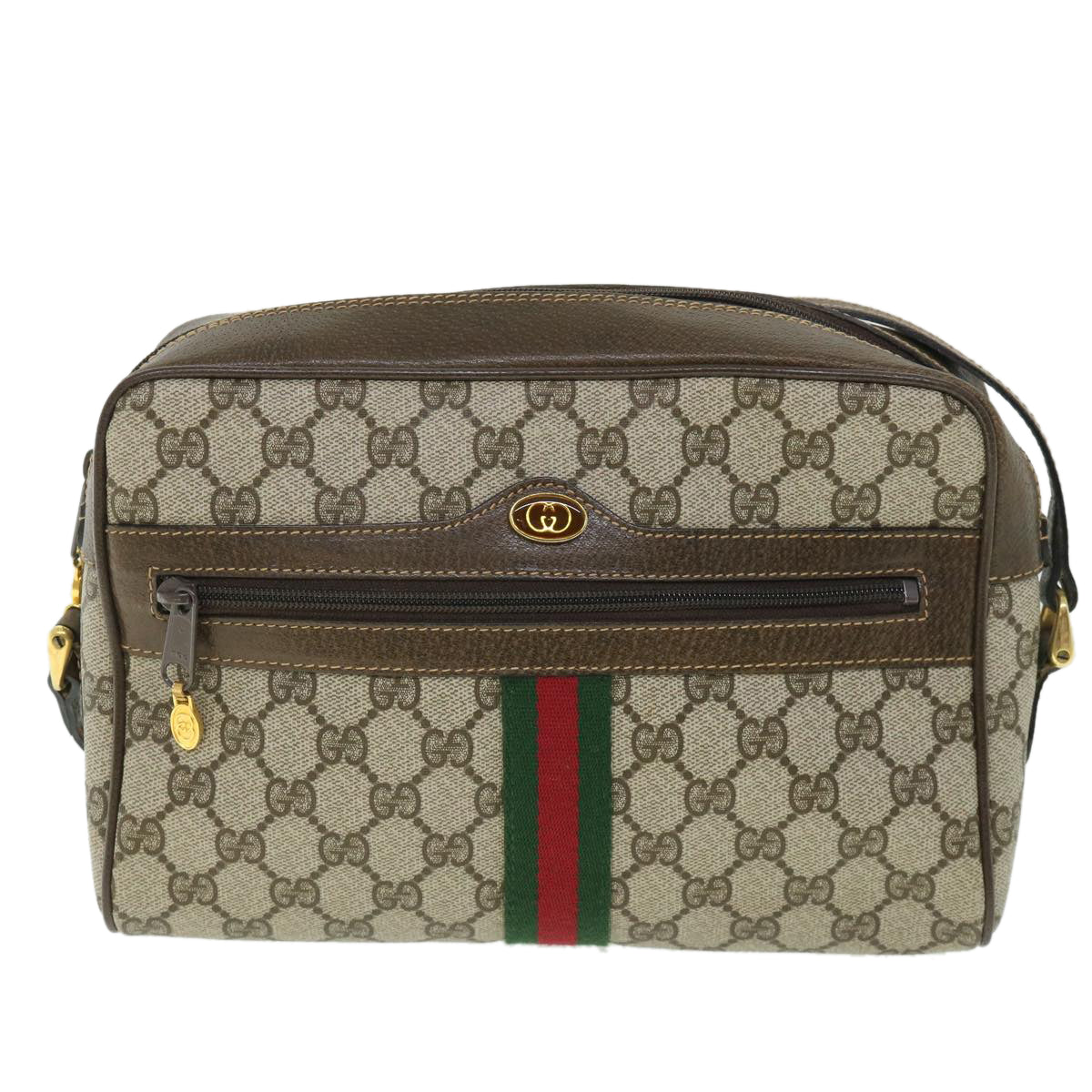 GUCCI GG Canvas Web Sherry Line Shoulder Bag Beige Red 001 4071 5 yk8754