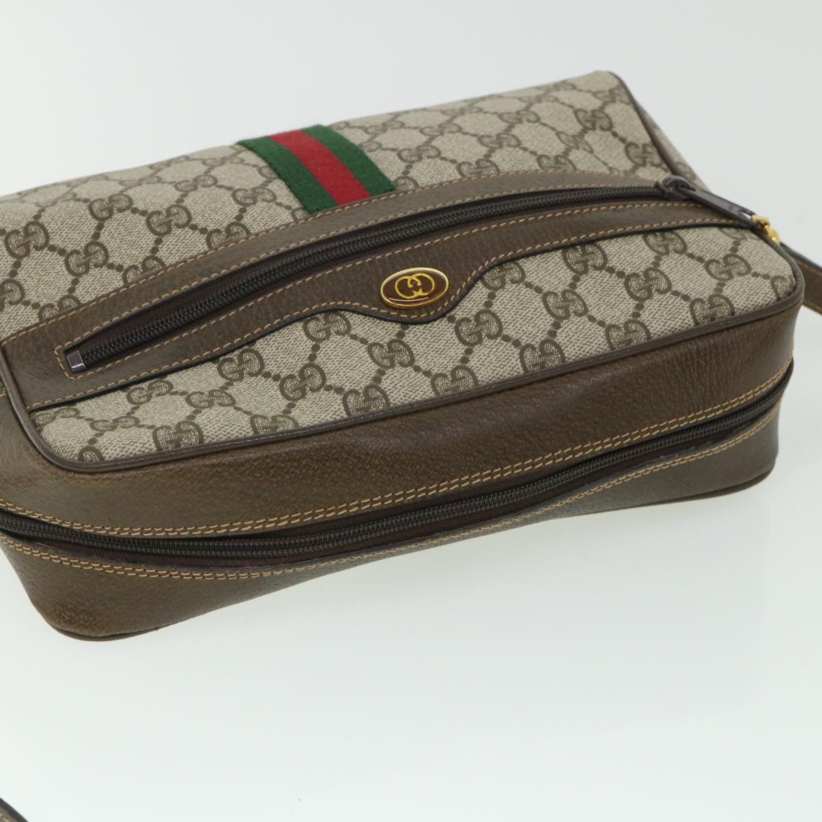 GUCCI GG Canvas Web Sherry Line Shoulder Bag Beige Red 001 4071 5 yk8754