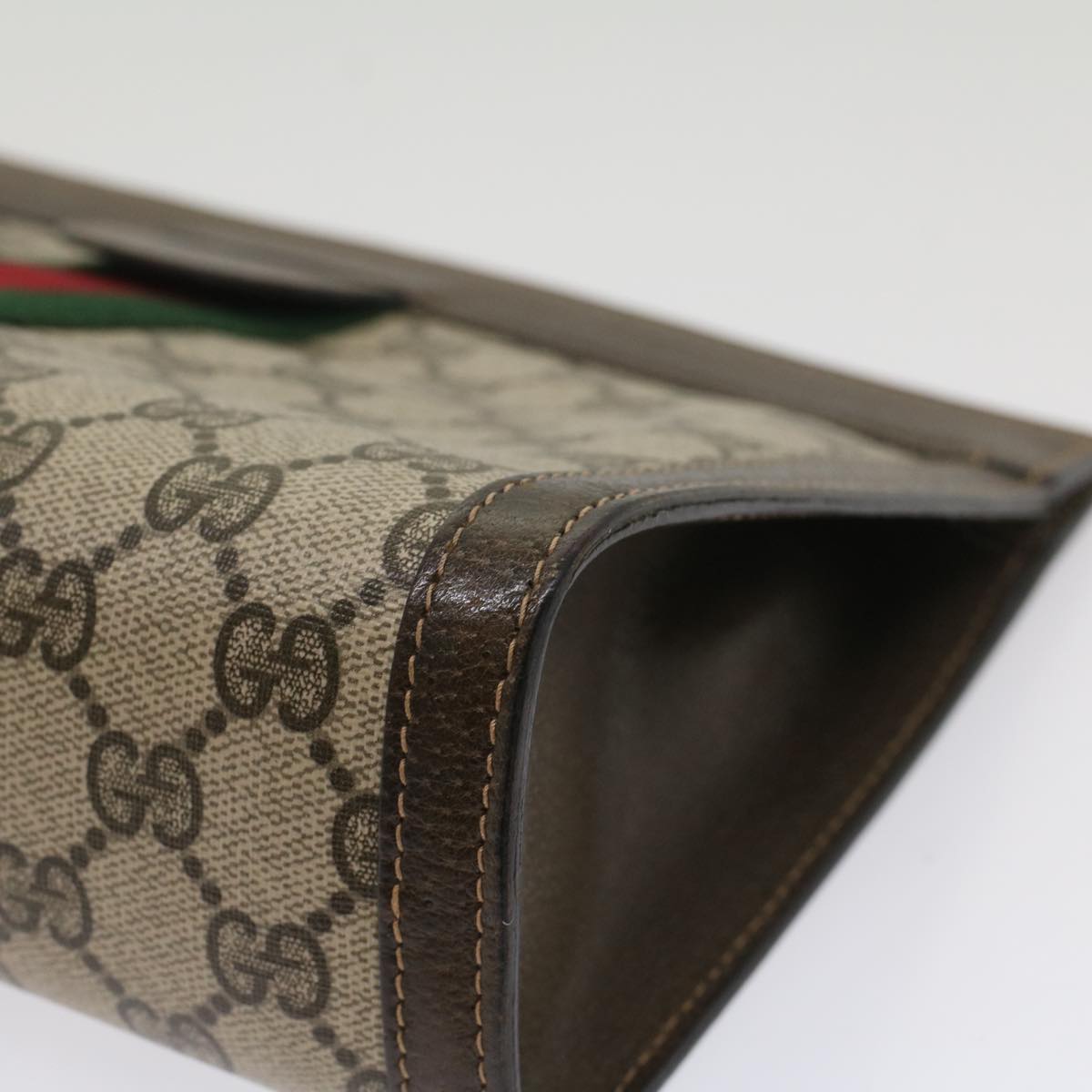 GUCCI GG Canvas Web Sherry Line Clutch Bag Beige Red 67 014 2125 yk8758