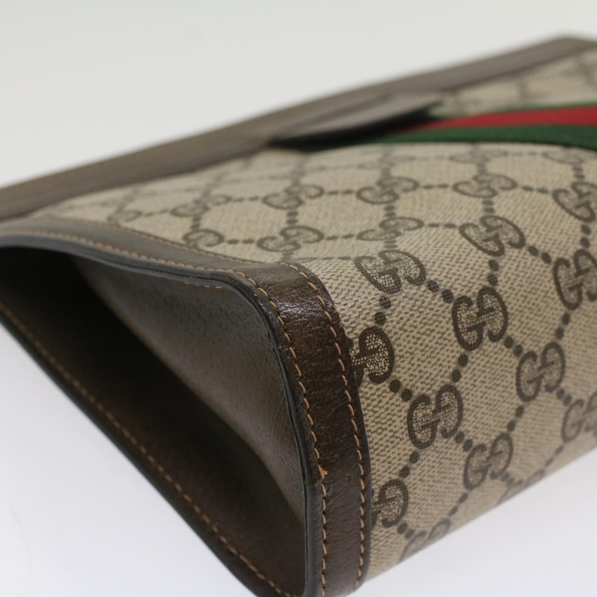 GUCCI GG Canvas Web Sherry Line Clutch Bag Beige Red 67 014 2125 yk8758