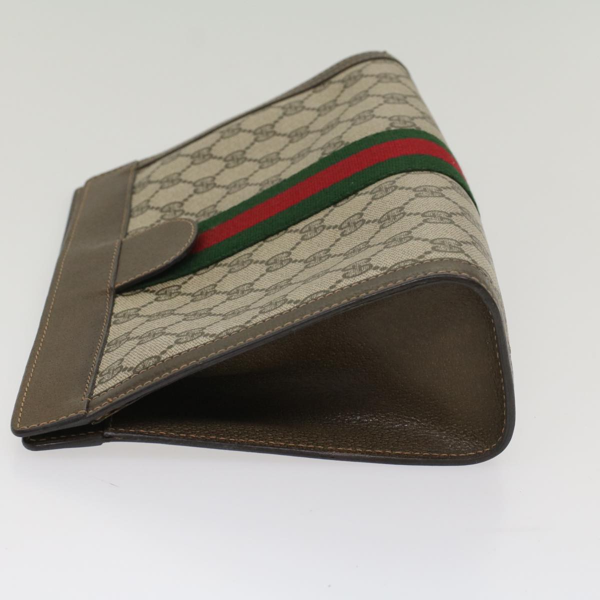 GUCCI GG Canvas Web Sherry Line Clutch Bag Beige Red 67 014 2125 yk8758