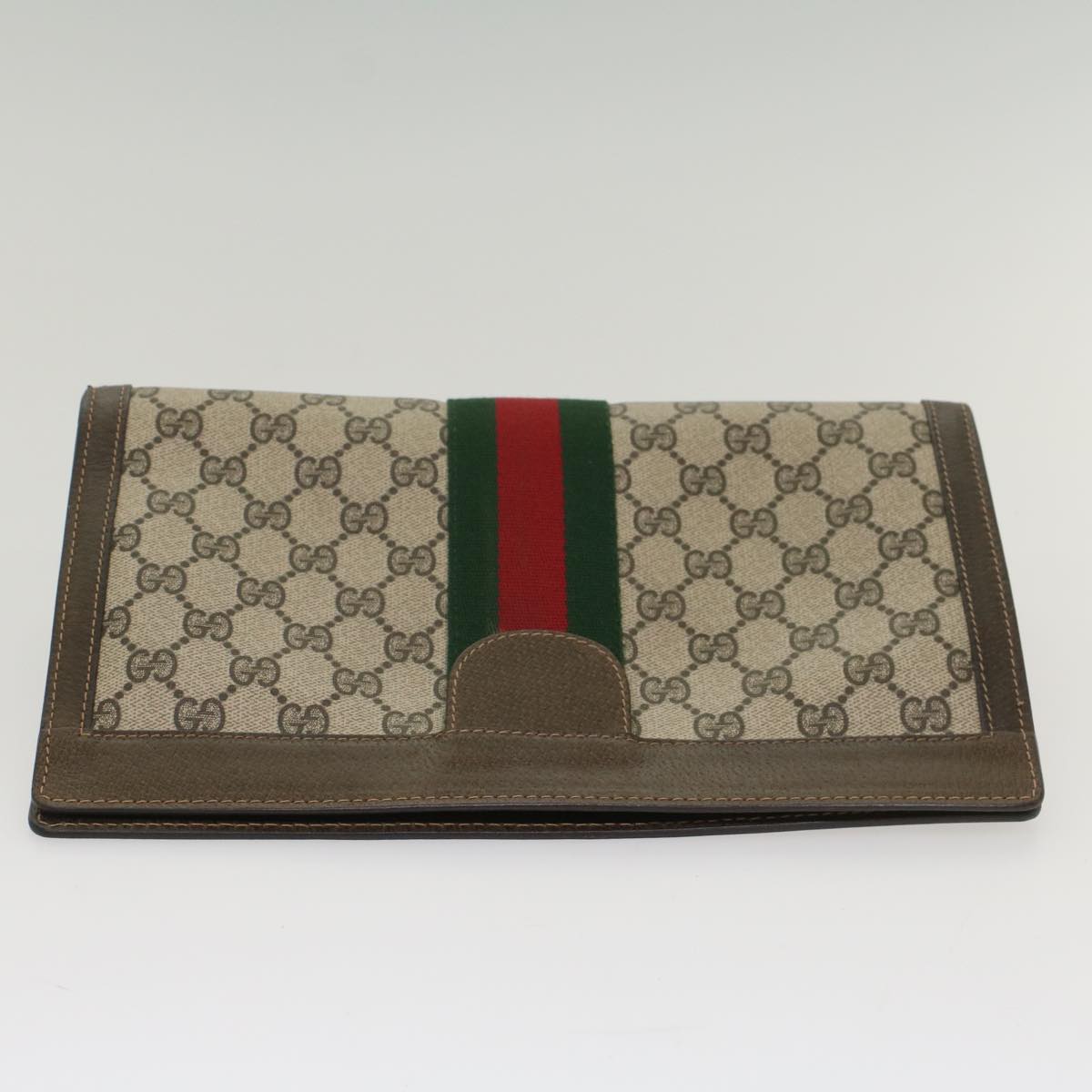 GUCCI GG Canvas Web Sherry Line Clutch Bag Beige Red 67 014 2125 yk8758