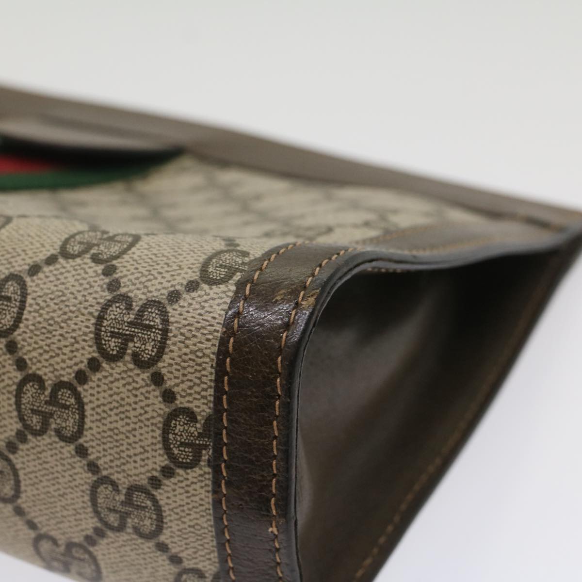 GUCCI GG Canvas Web Sherry Line Clutch Bag Beige Red 67 014 2125 yk8758