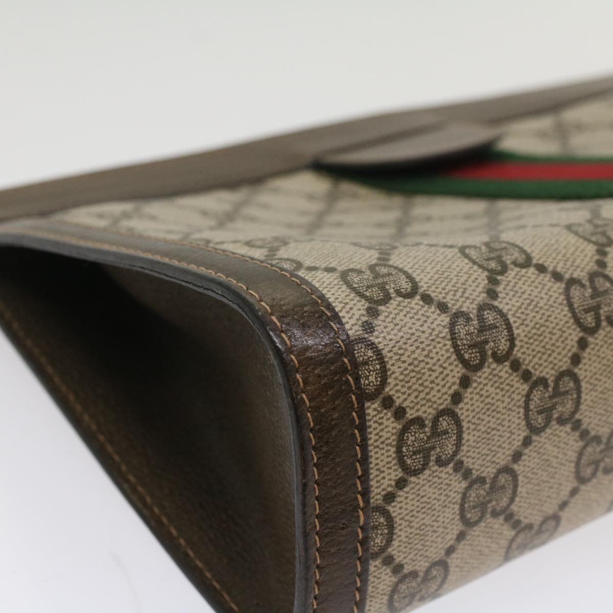 GUCCI GG Canvas Web Sherry Line Clutch Bag Beige Red 67 014 2125 yk8758