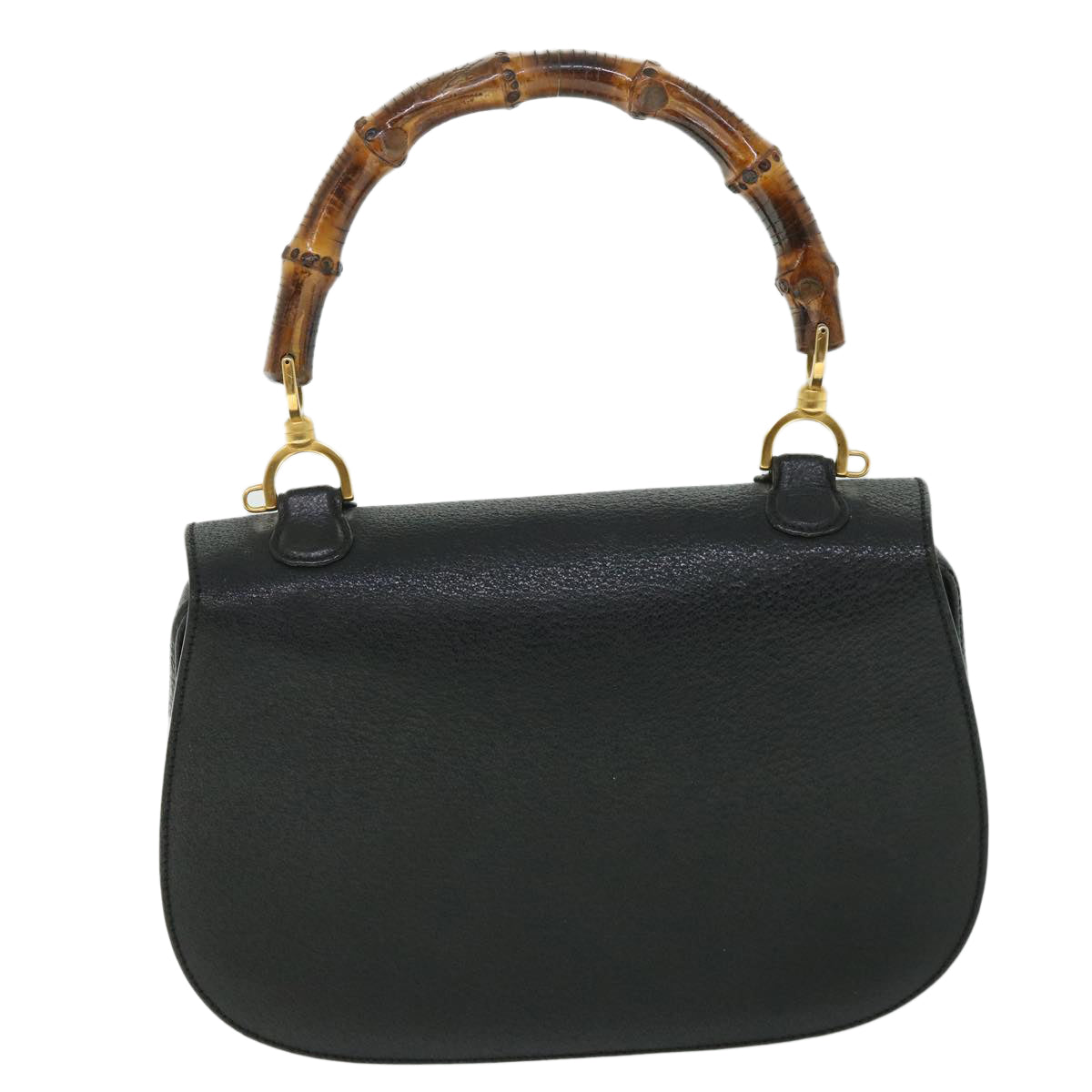 GUCCI Bamboo Hand Bag Leather Black 000 2113 0633 yk8763