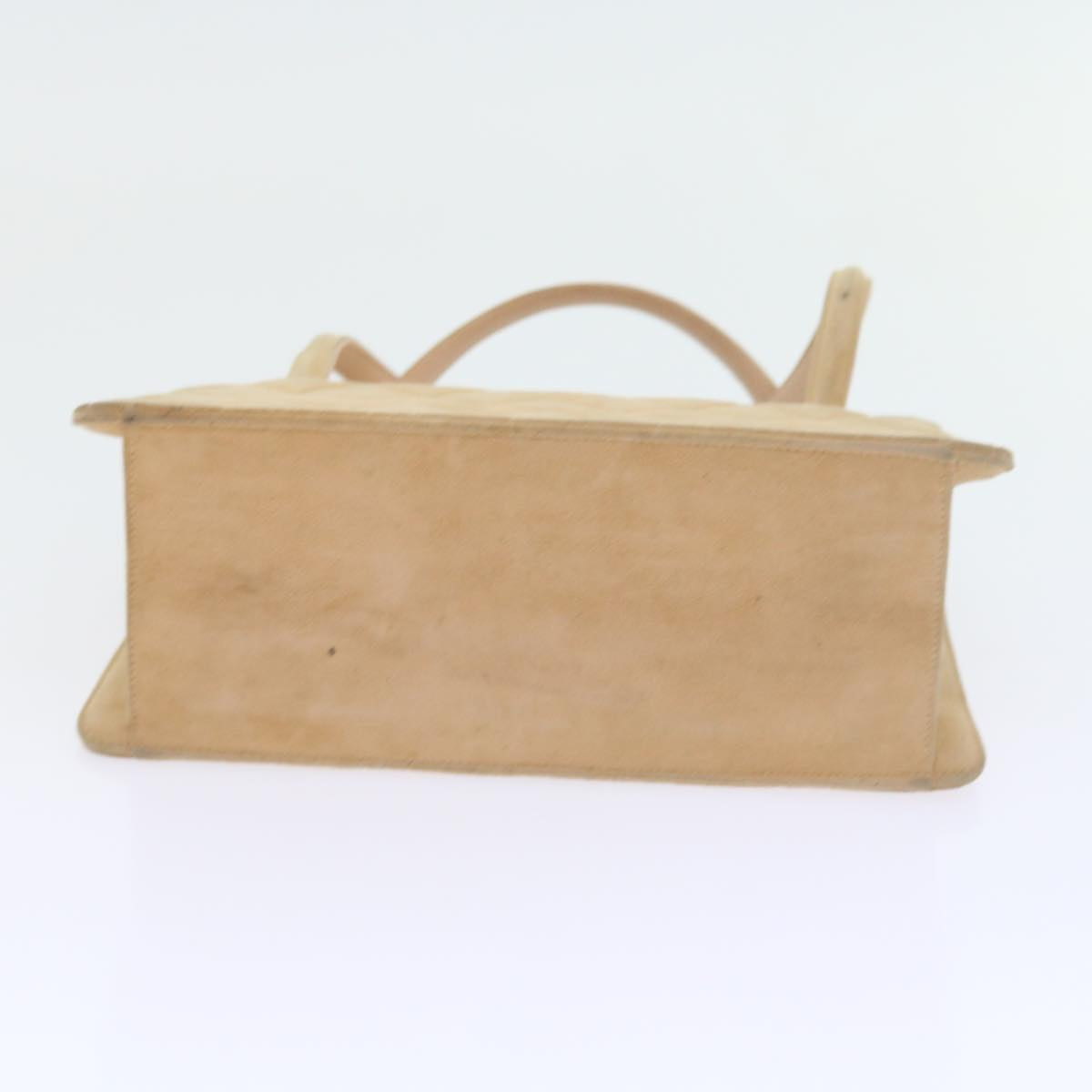CHANEL Gamaguchi Hand Bag Suede Beige CC yk9125