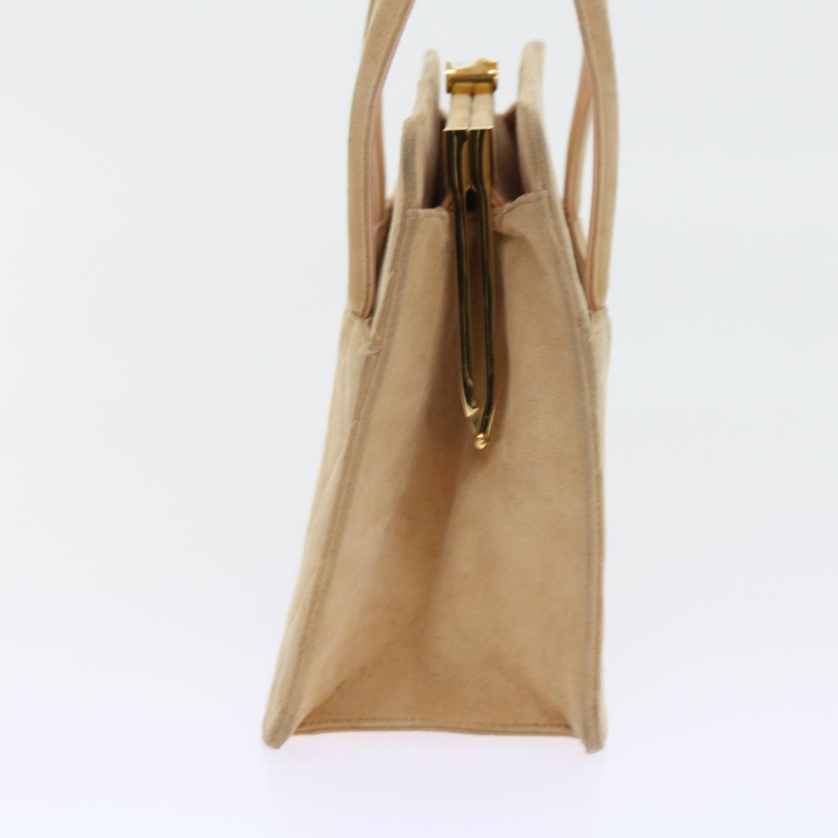 CHANEL Gamaguchi Hand Bag Suede Beige CC yk9125