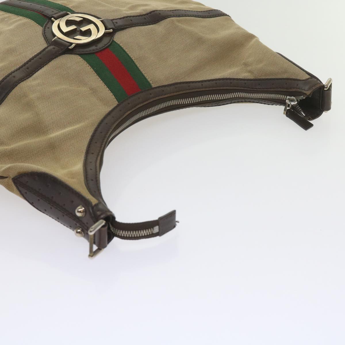 GUCCI GG Canvas Shoulder Bag Canvas patent 4Set Black Beige yk9745