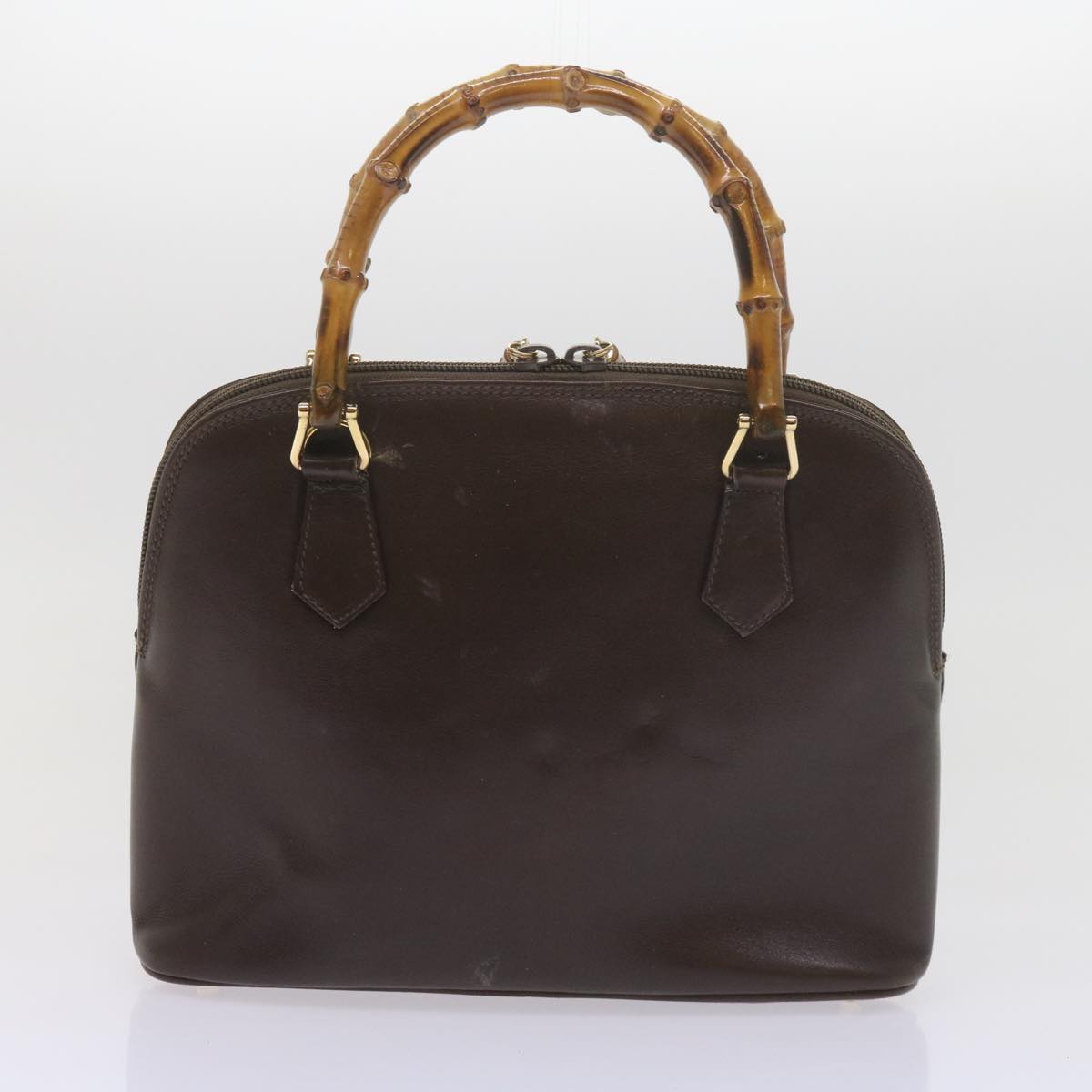 GUCCI Bamboo Shoulder Bag Leather Suede 2Set Black Brown yk9747