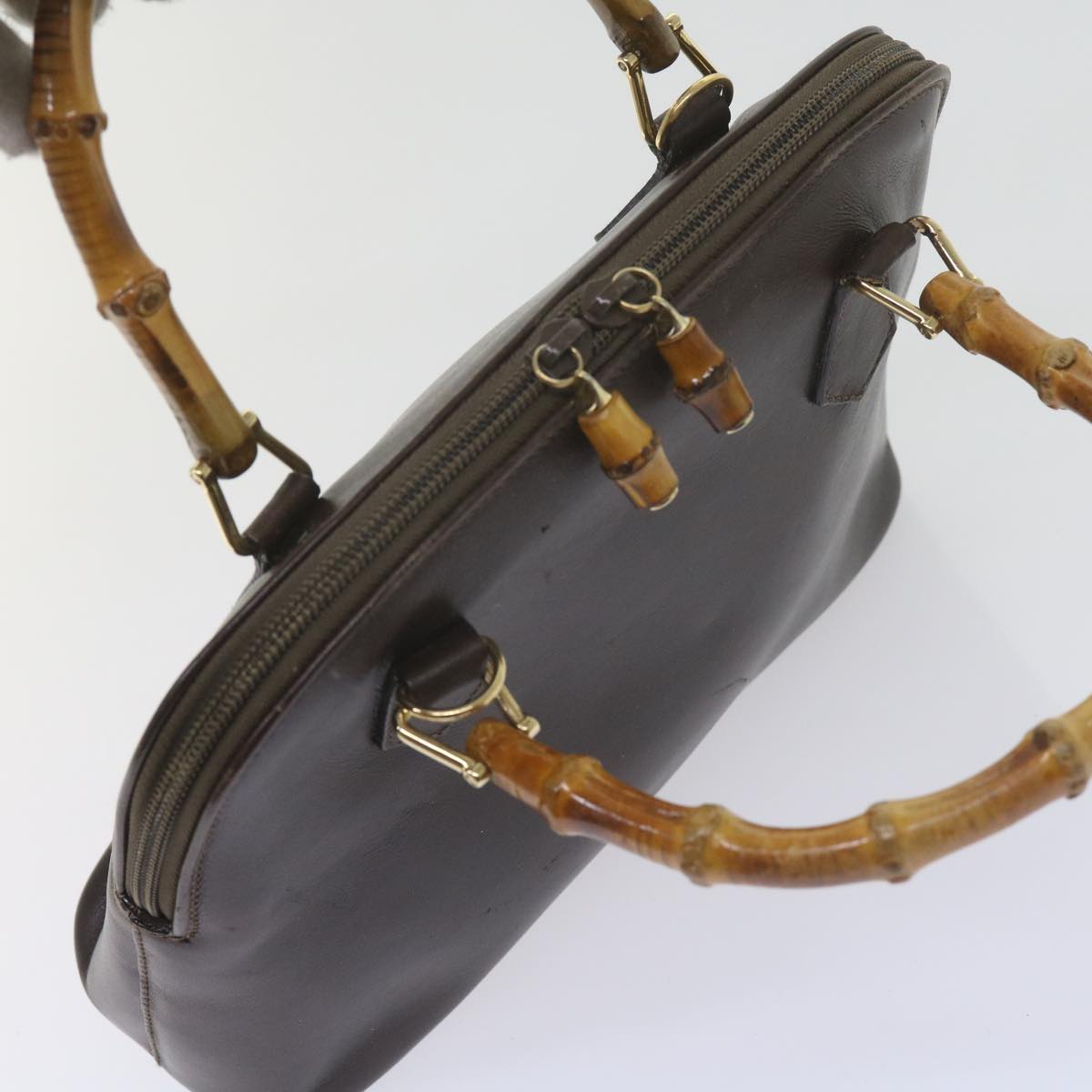 GUCCI Bamboo Shoulder Bag Leather Suede 2Set Black Brown yk9747