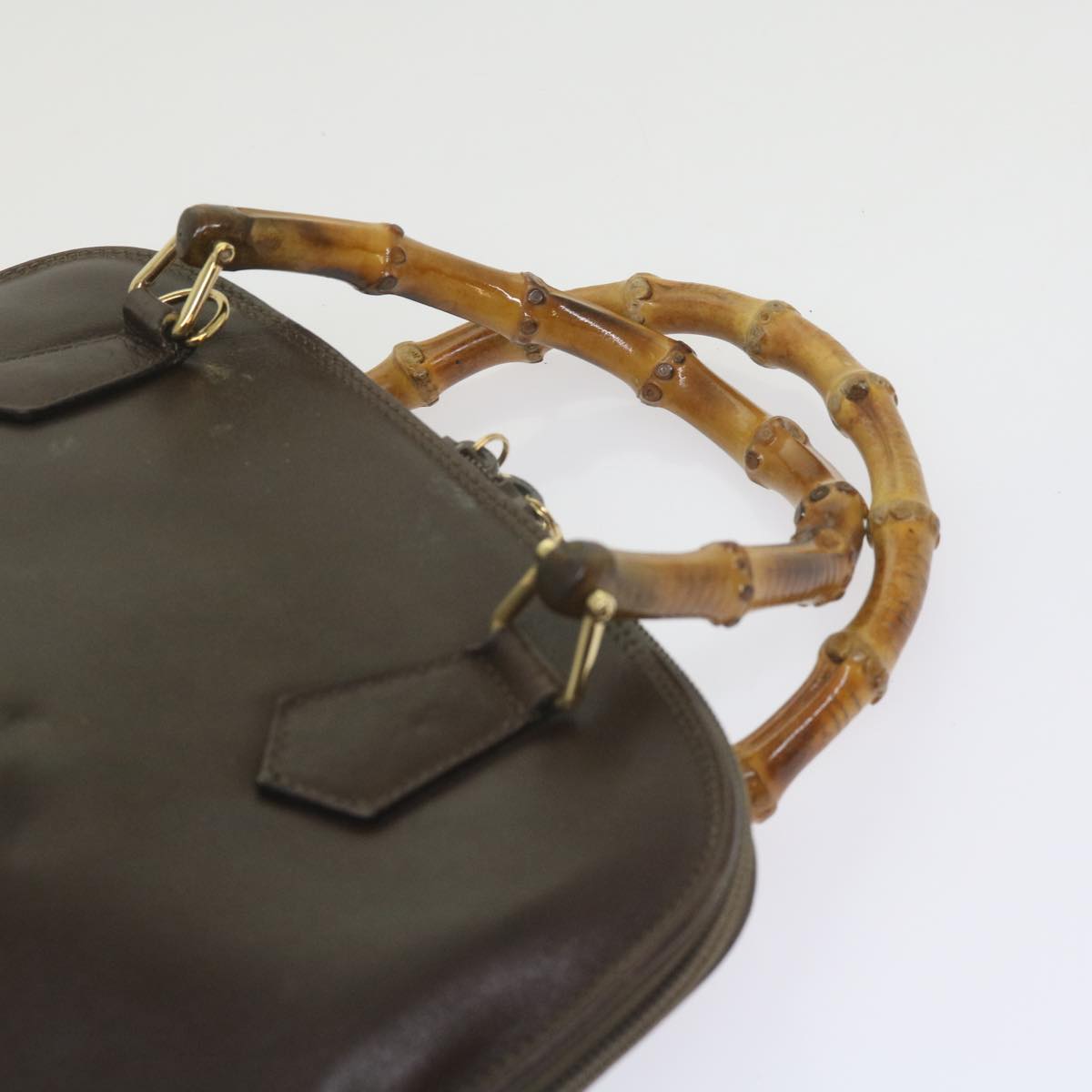 GUCCI Bamboo Shoulder Bag Leather Suede 2Set Black Brown yk9747
