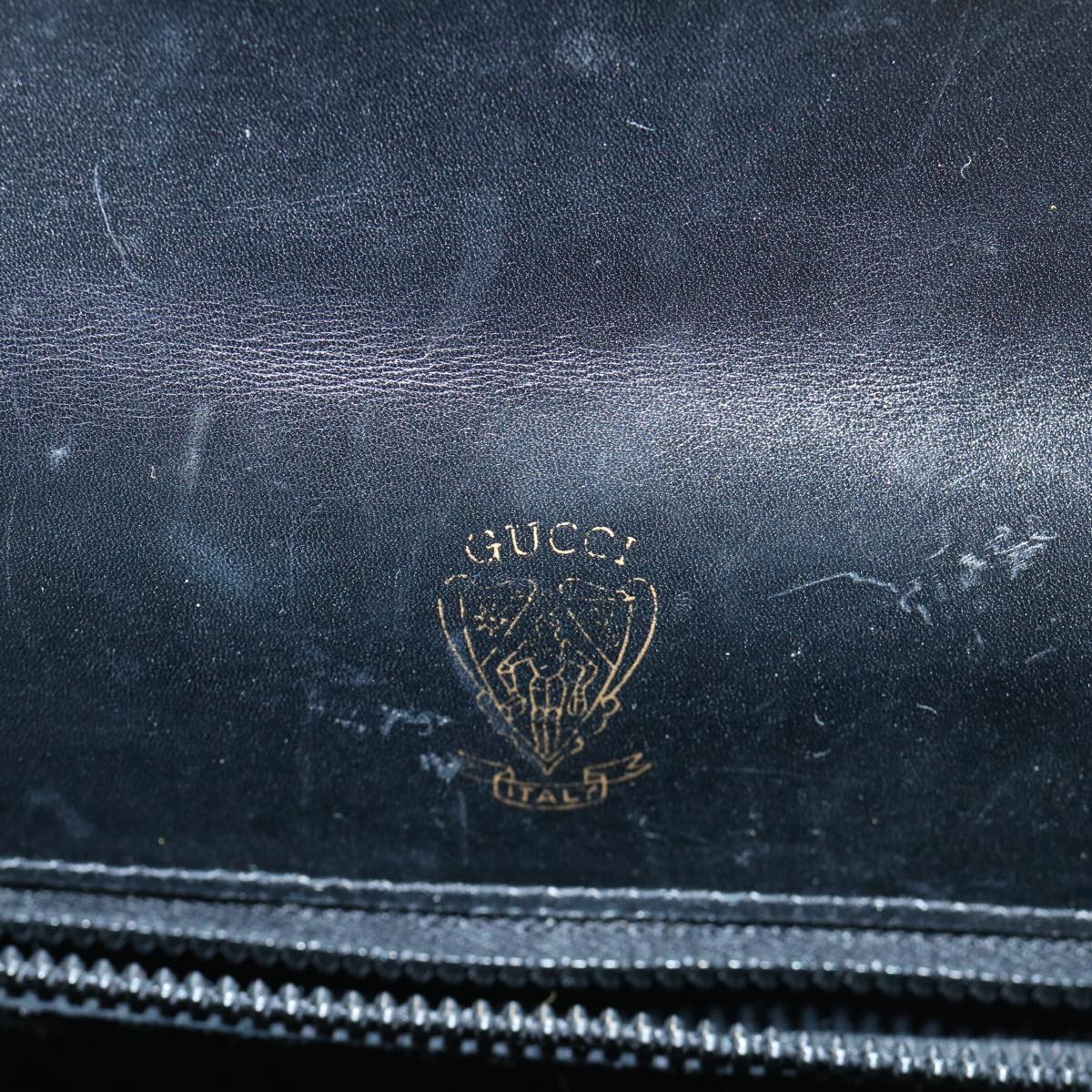 GUCCI Interlocking Shoulder Bag Leather Black yk9764