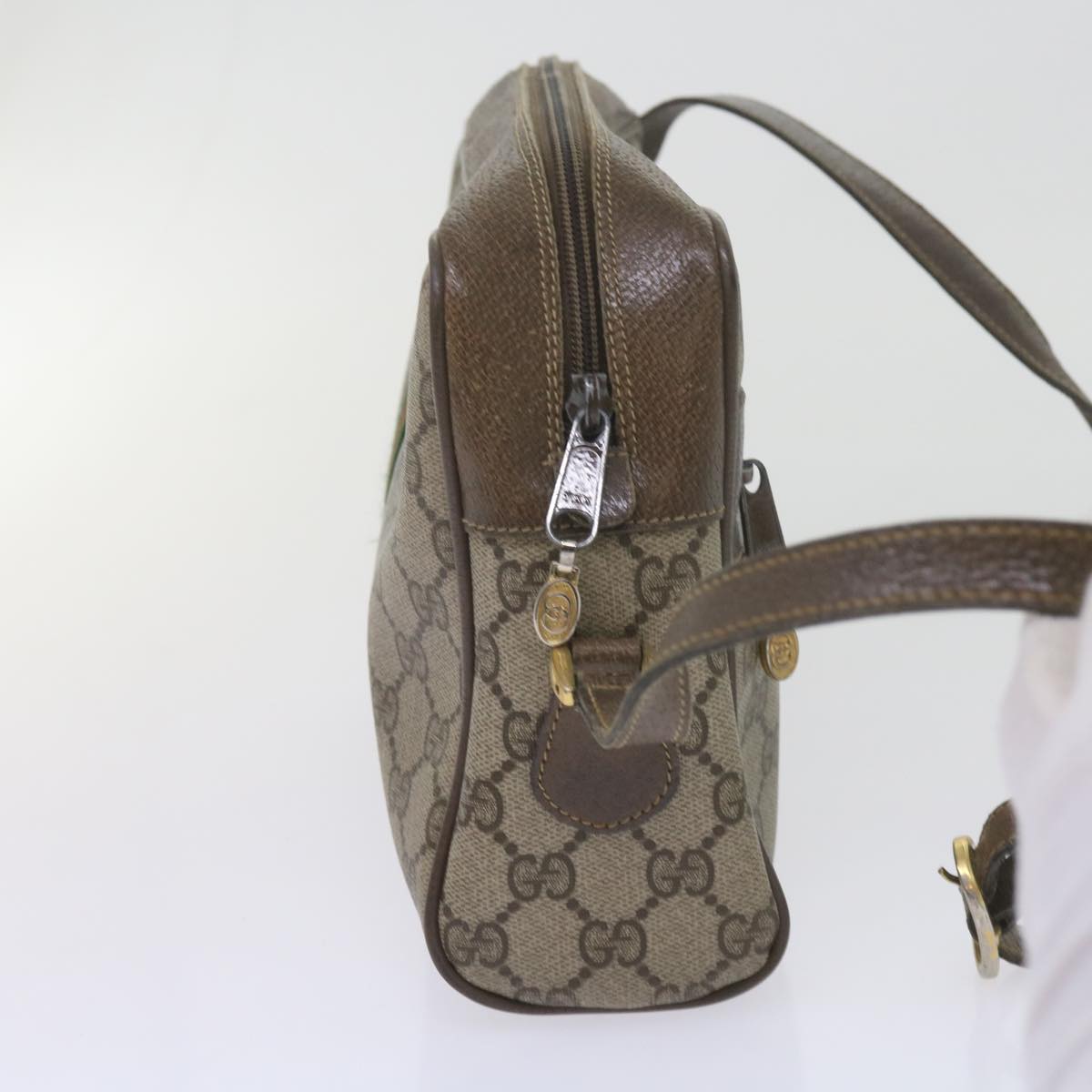 GUCCI GG Canvas Web Sherry Line Shoulder Bag PVC Beige Green Red yk9773
