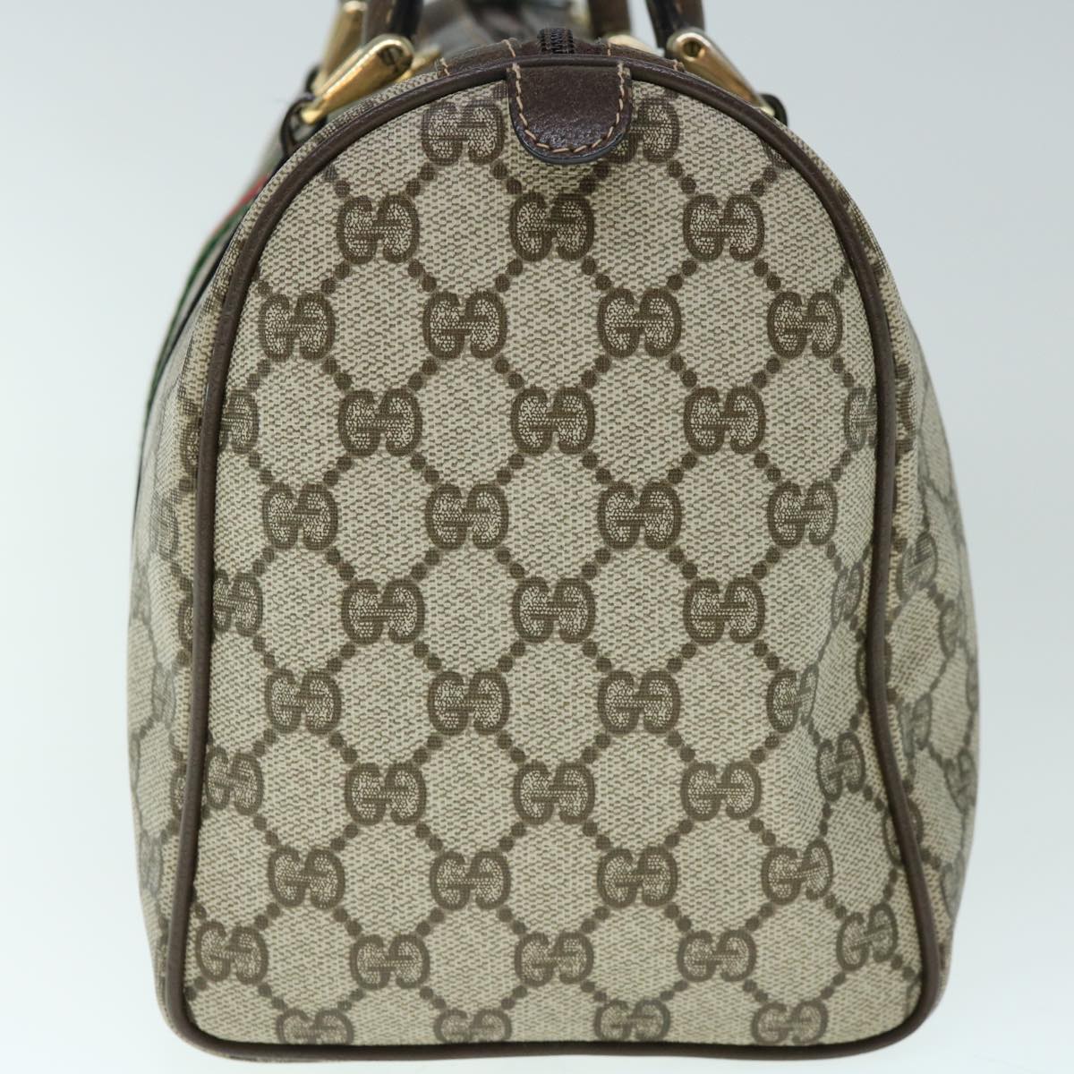 GUCCI GG Canvas Web Sherry Line Boston Bag PVC Beige Green Red yk9774