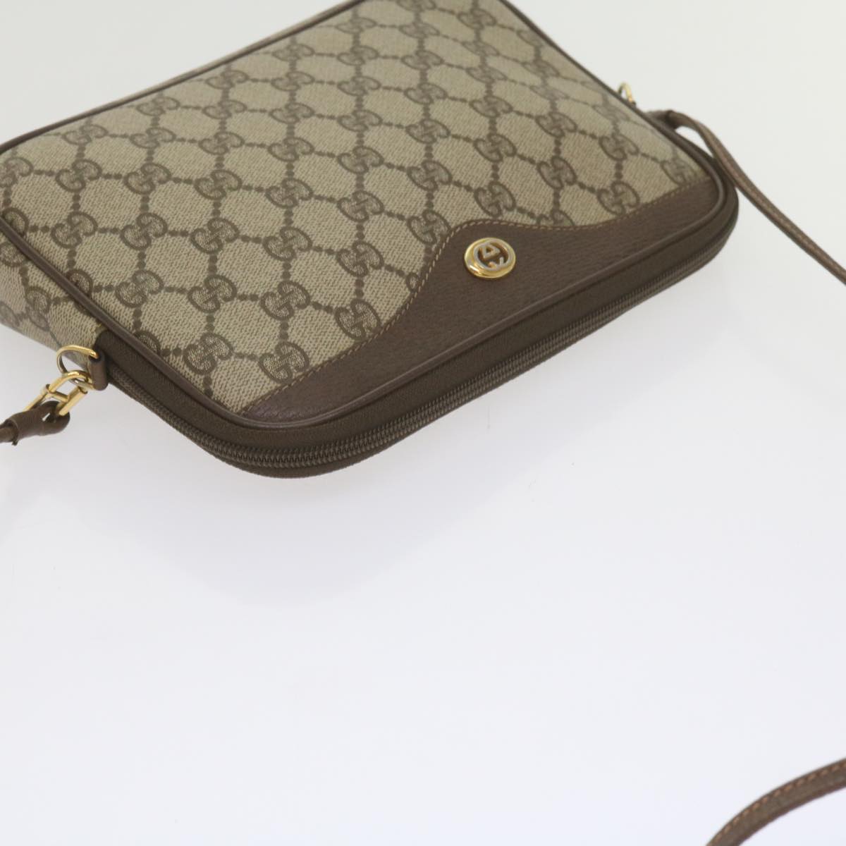 GUCCI GG Canvas Shoulder Bag PVC Beige yk9779