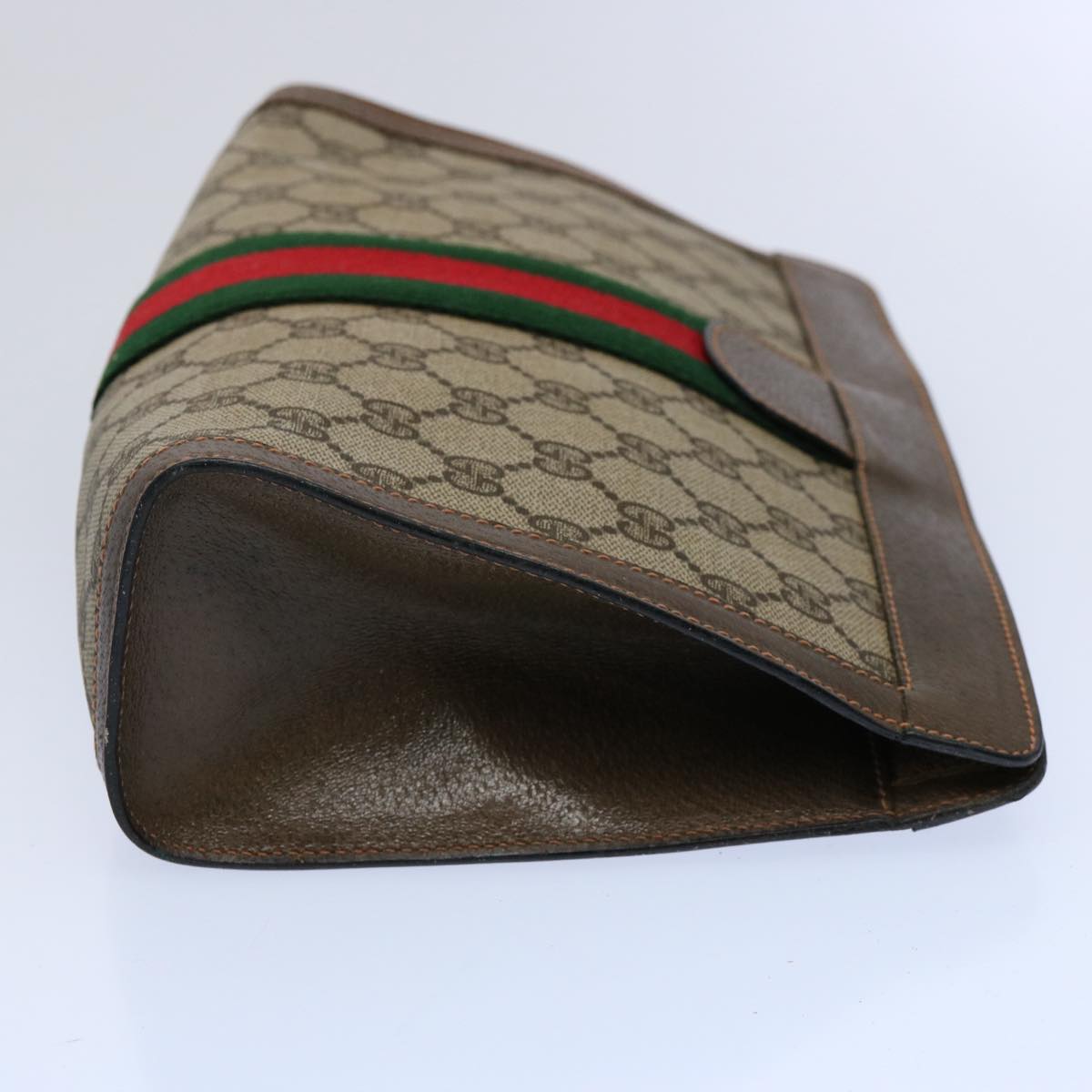 GUCCI GG Supreme Web Sherry Line Clutch Bag Beige Red 89 01 002 yk9803