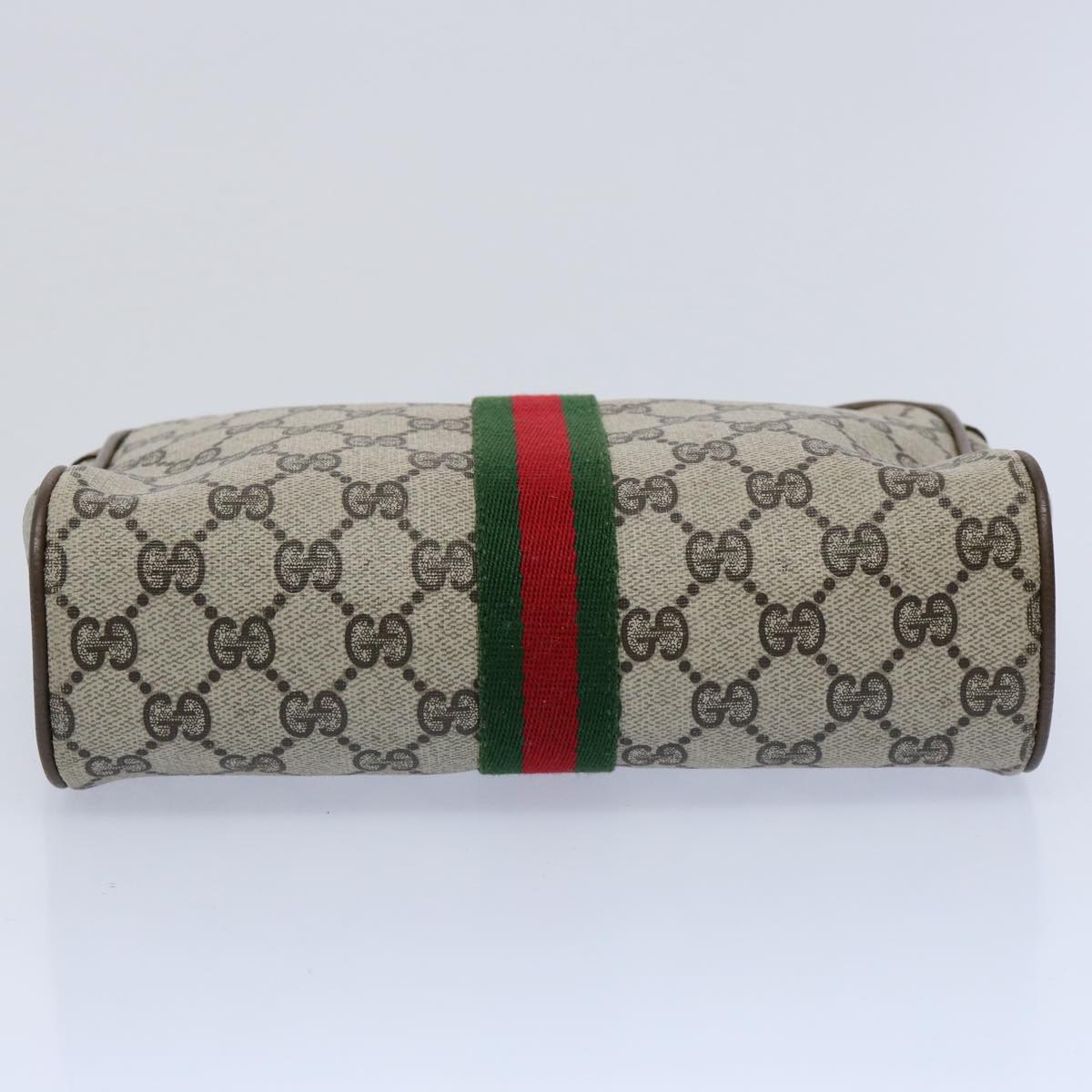 GUCCI GG Supreme Web Sherry Line Clutch Bag Beige Red Green yk9805
