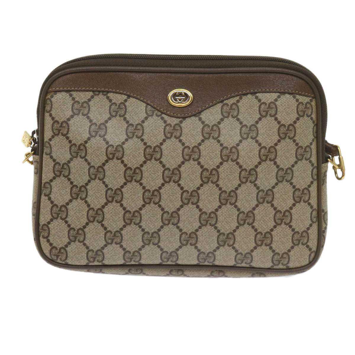 GUCCI GG Canvas Shoulder Bag PVC Beige yk9820
