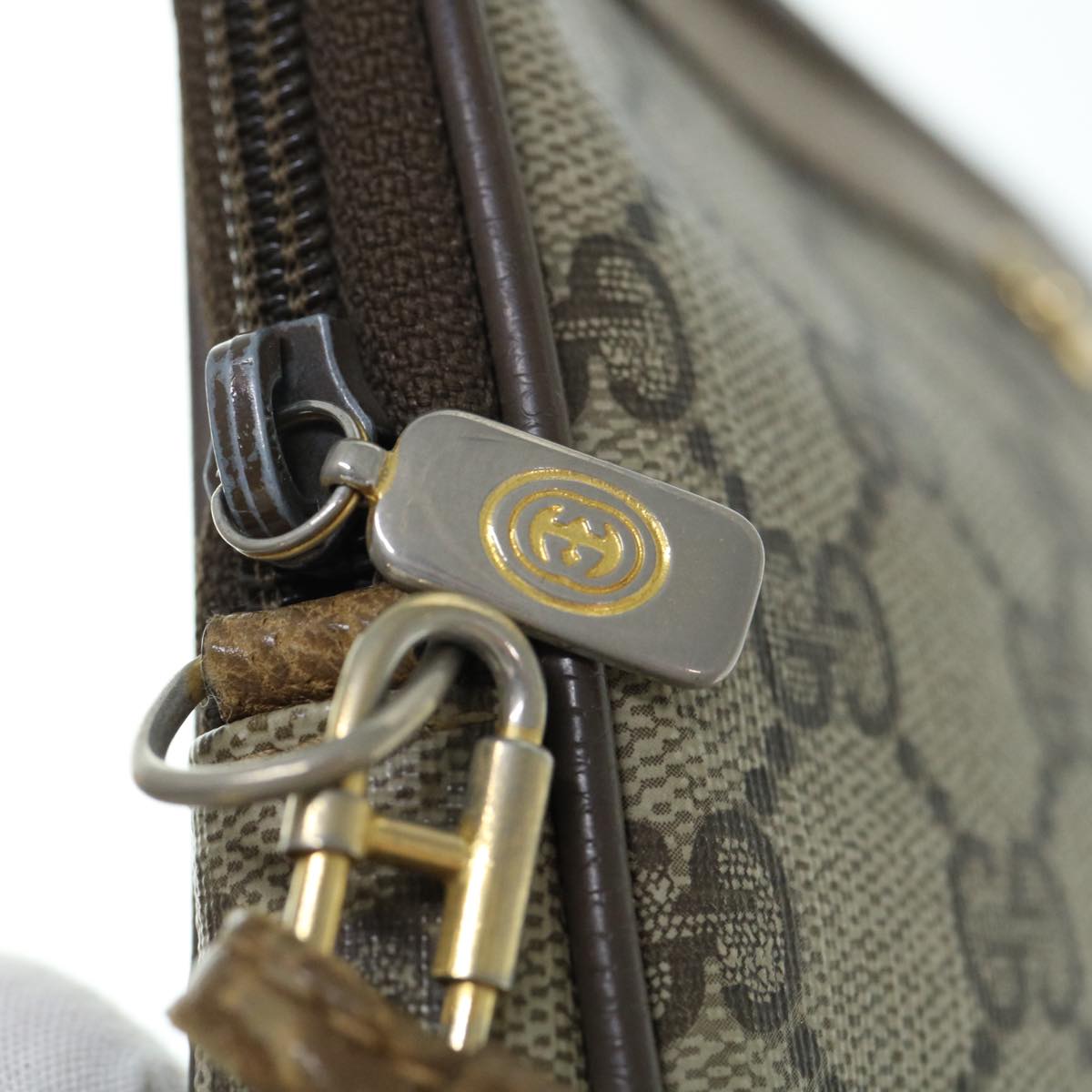 GUCCI GG Canvas Shoulder Bag PVC Beige yk9829