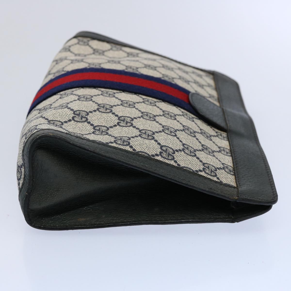 GUCCI GG Supreme Sherry Line Clutch Bag Navy Red 89 01 002 yk9831