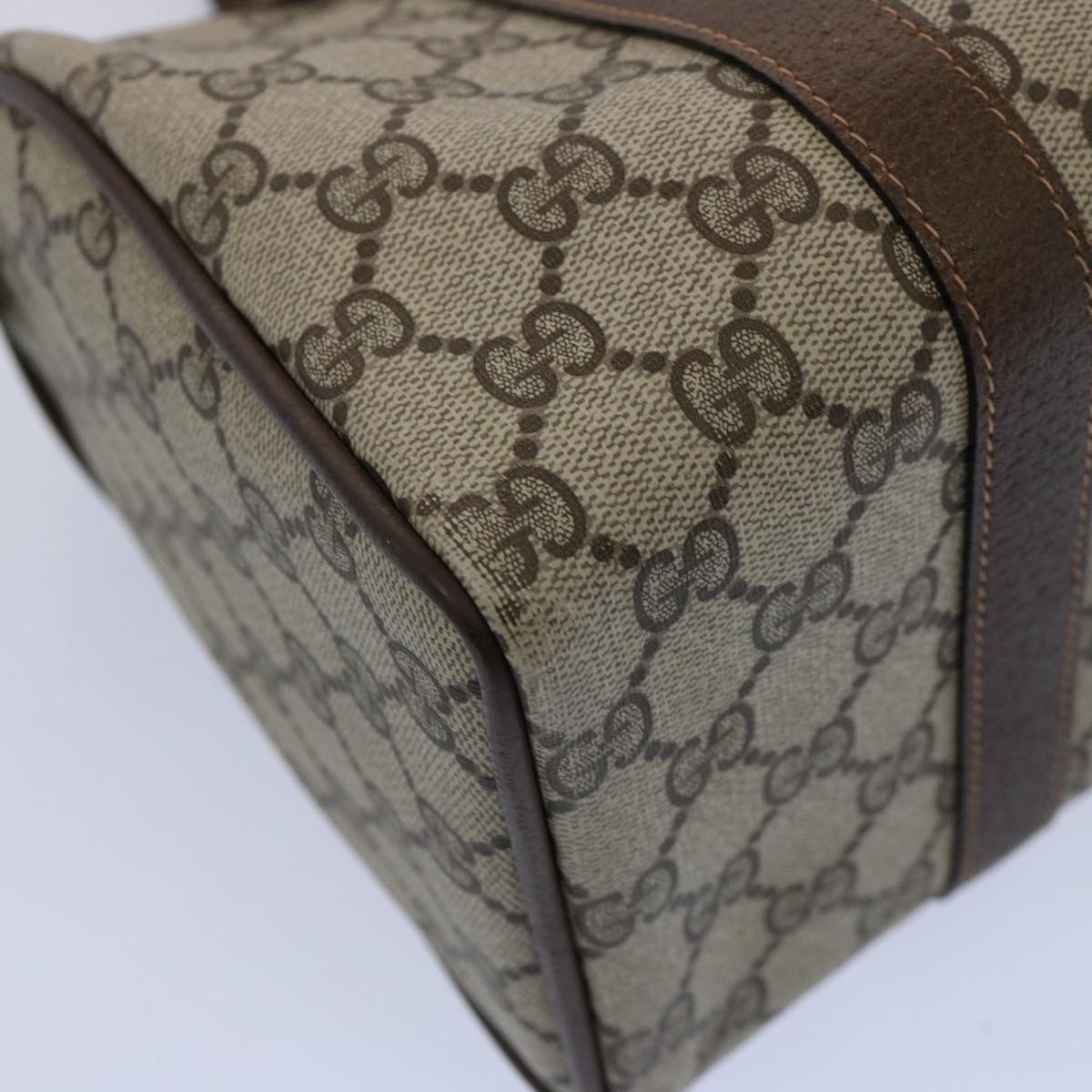 GUCCI GG Canvas Web Sherry Line Boston Bag PVC Beige Green Red yk9834
