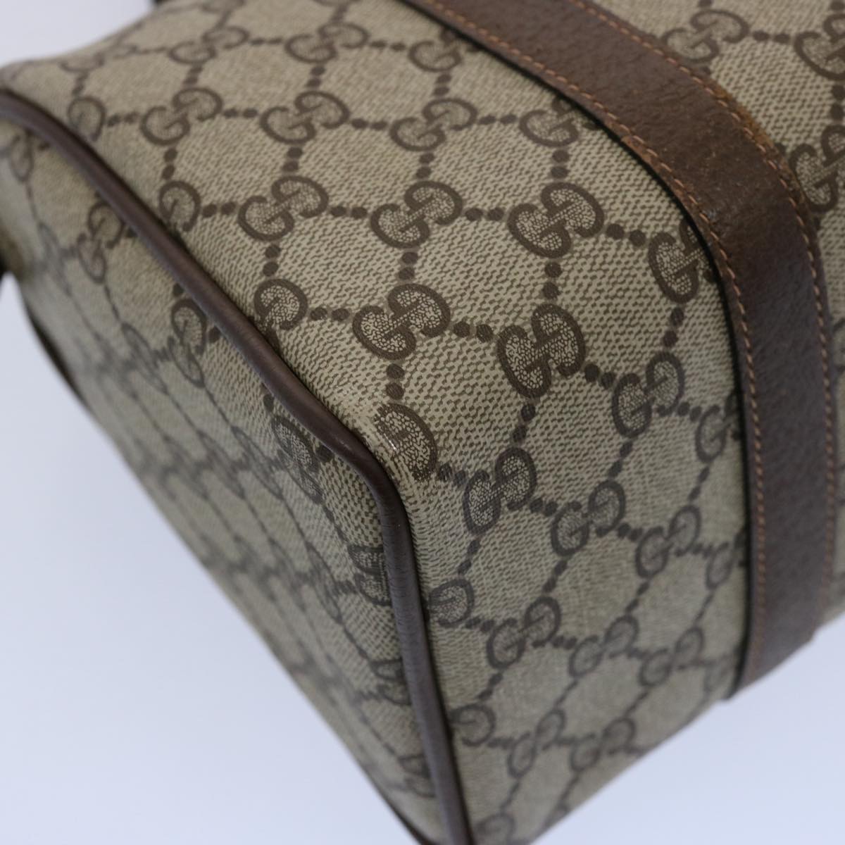 GUCCI GG Canvas Web Sherry Line Boston Bag PVC Beige Green Red yk9834