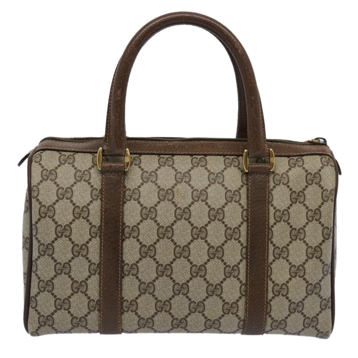 GUCCI GG Canvas Web Sherry Line Boston Bag PVC Beige Green Red yk9834