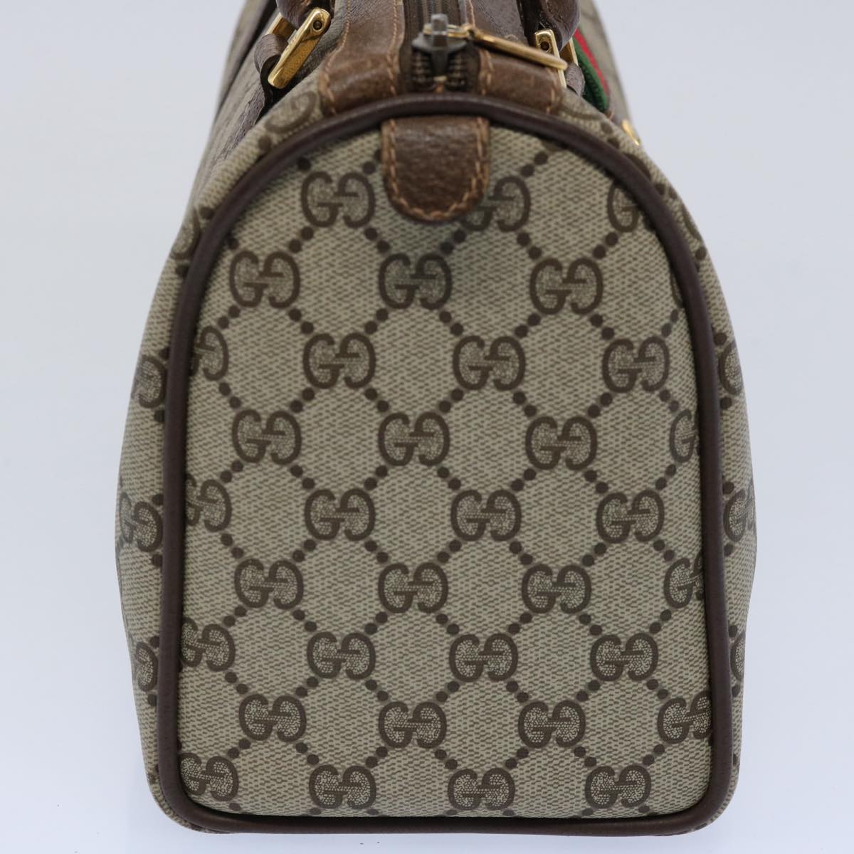 GUCCI GG Canvas Web Sherry Line Boston Bag PVC Beige Green Red yk9834