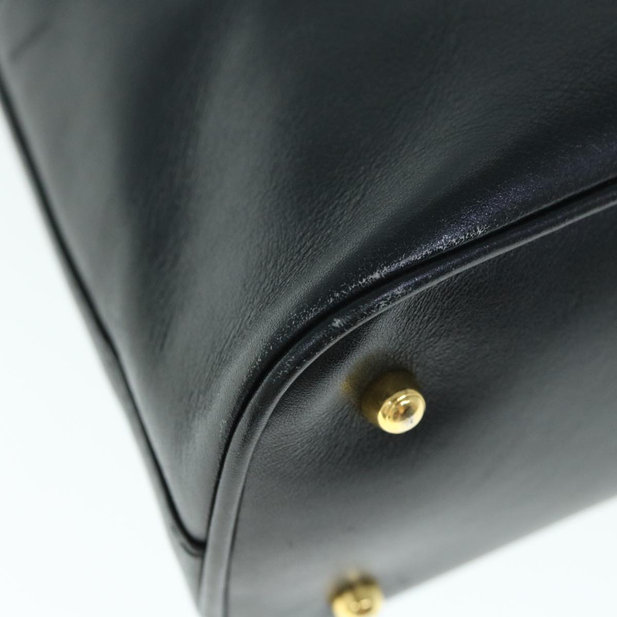 GUCCI Bamboo Hand Bag Leather 2way Black yk9845