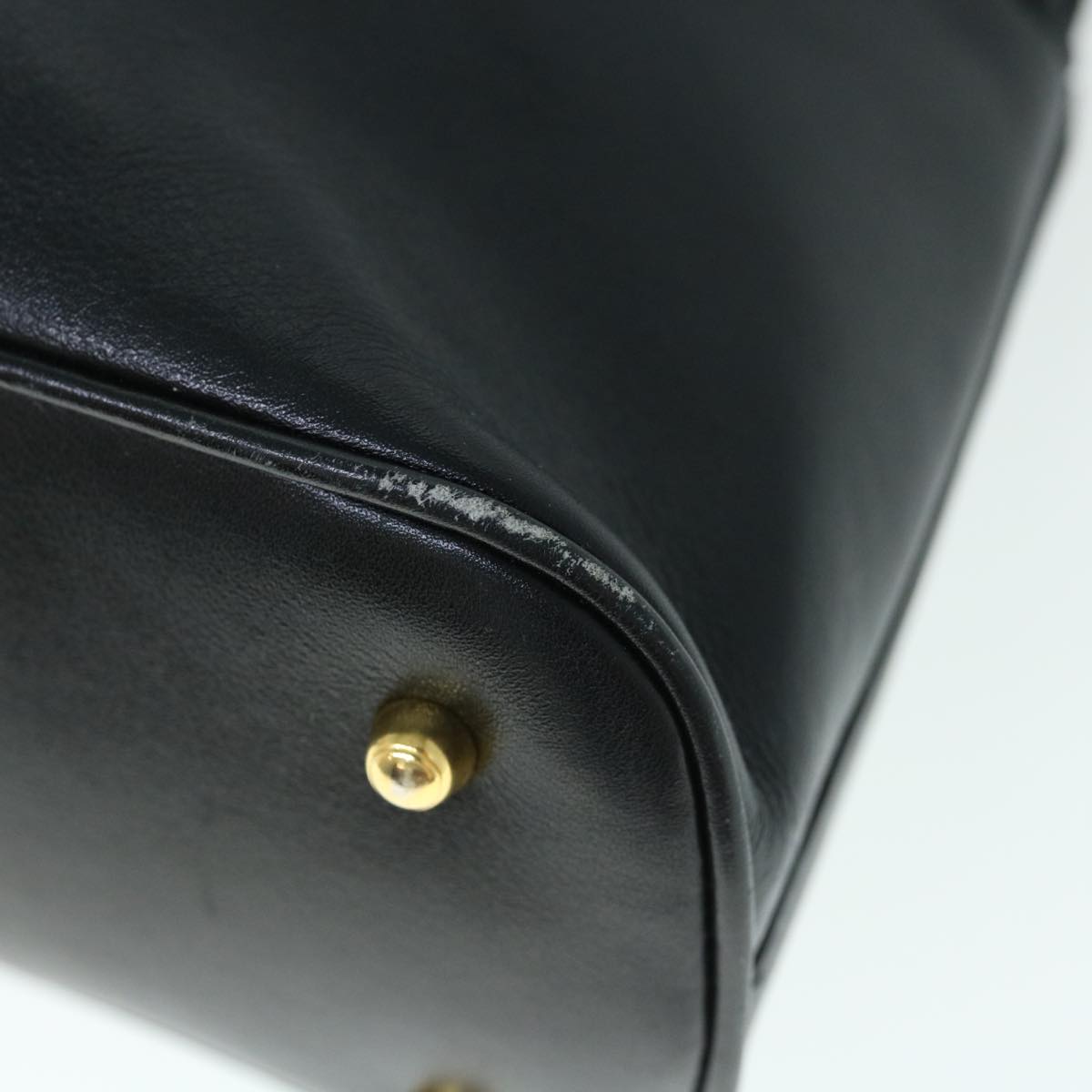 GUCCI Bamboo Hand Bag Leather 2way Black yk9845