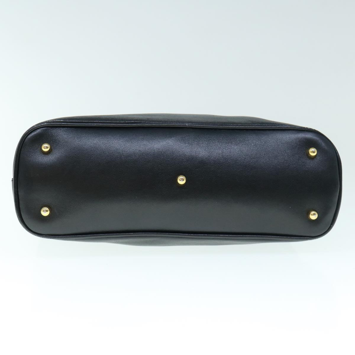 GUCCI Bamboo Hand Bag Leather 2way Black yk9845